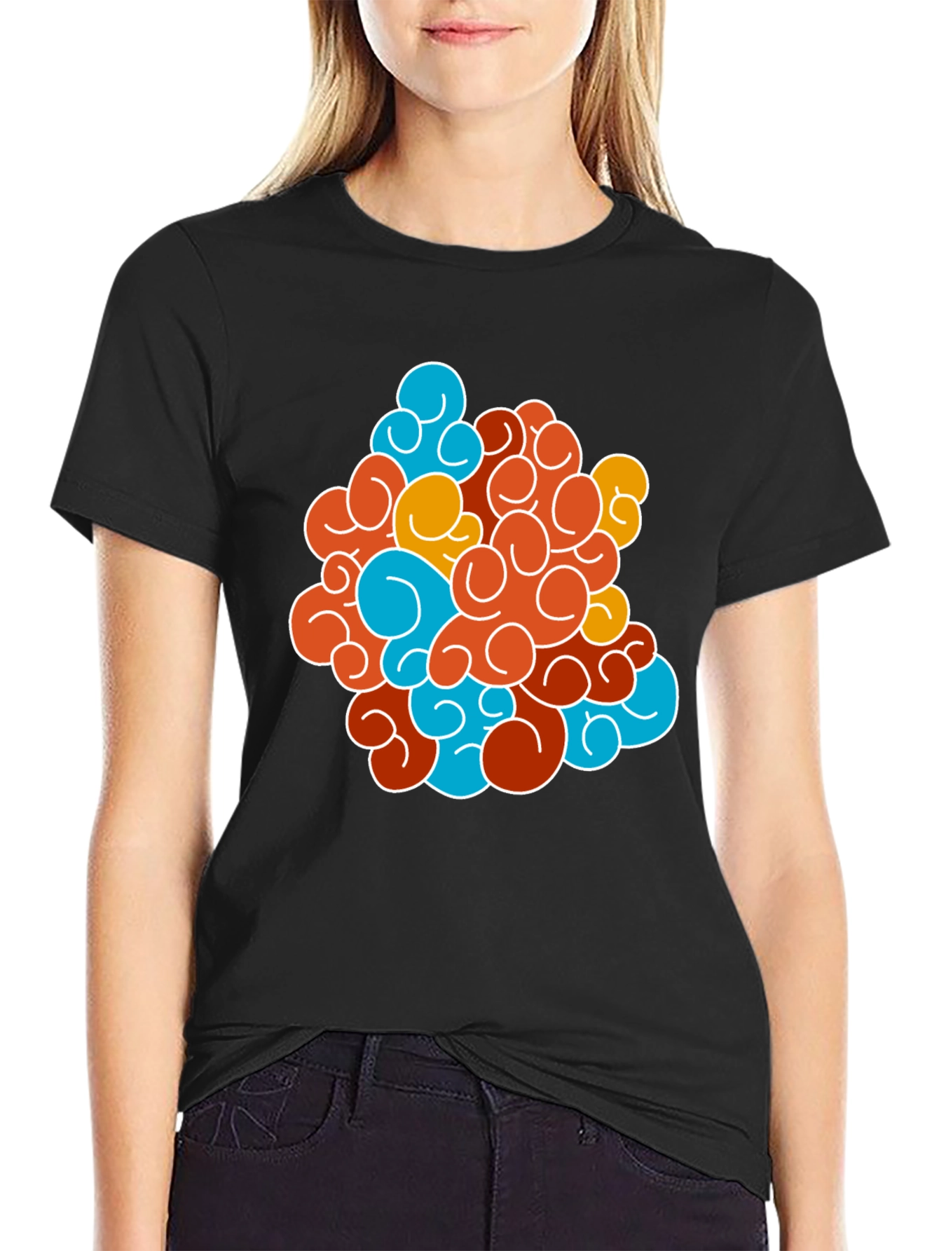 Funky Swirl Design Black T-Shirt