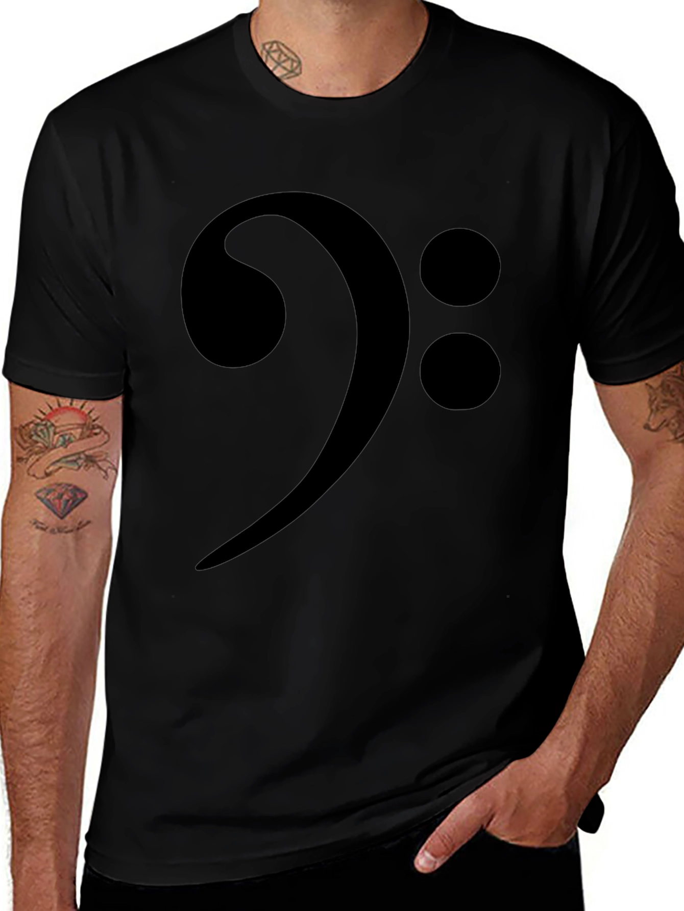 Bass Clef Music T-Shirt - Black Musical Symbol