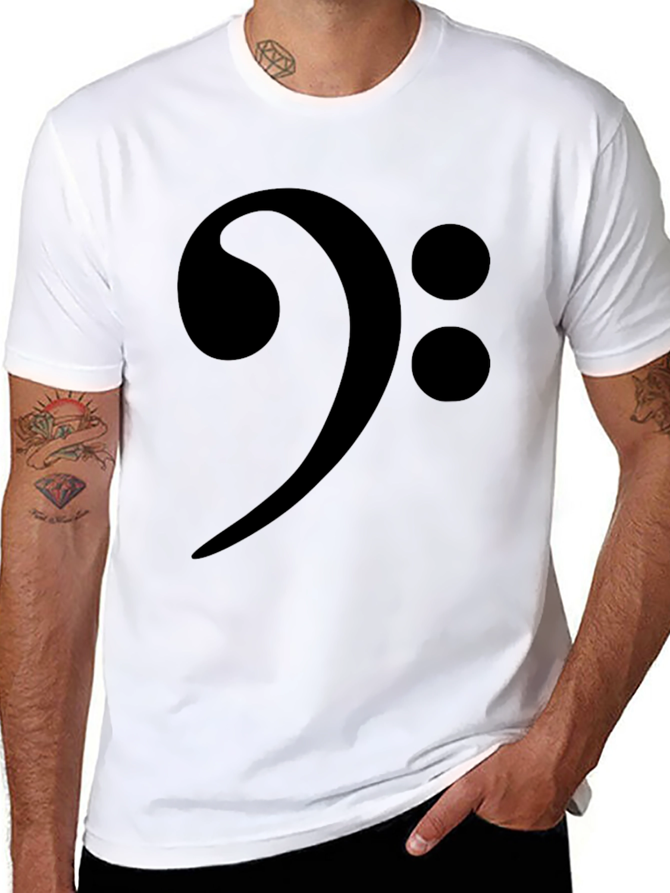 Bass Clef Music T-Shirt - Black Musical Symbol