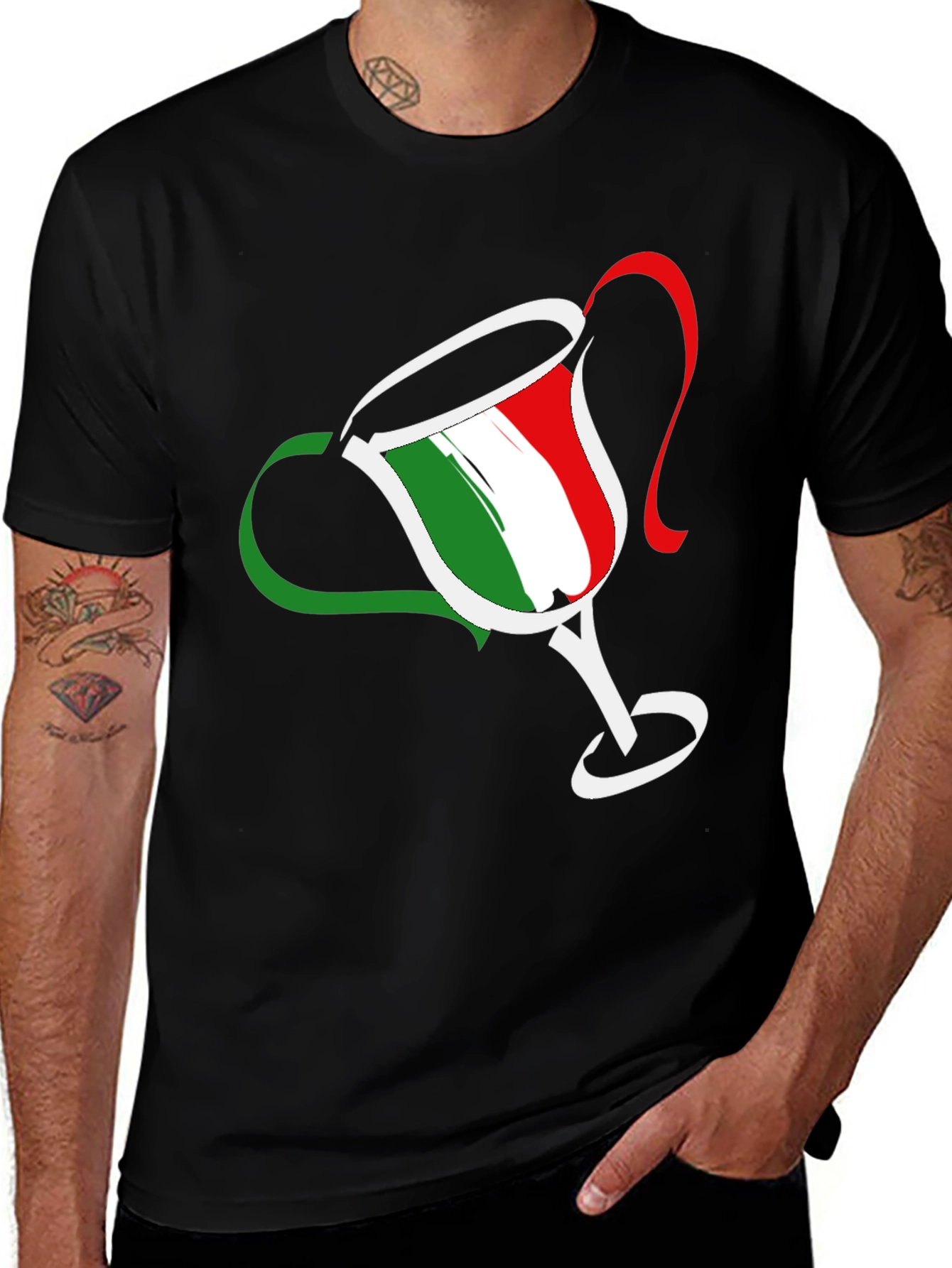 Italian Flag Trophy Graphic T-Shirt - Casual Tee