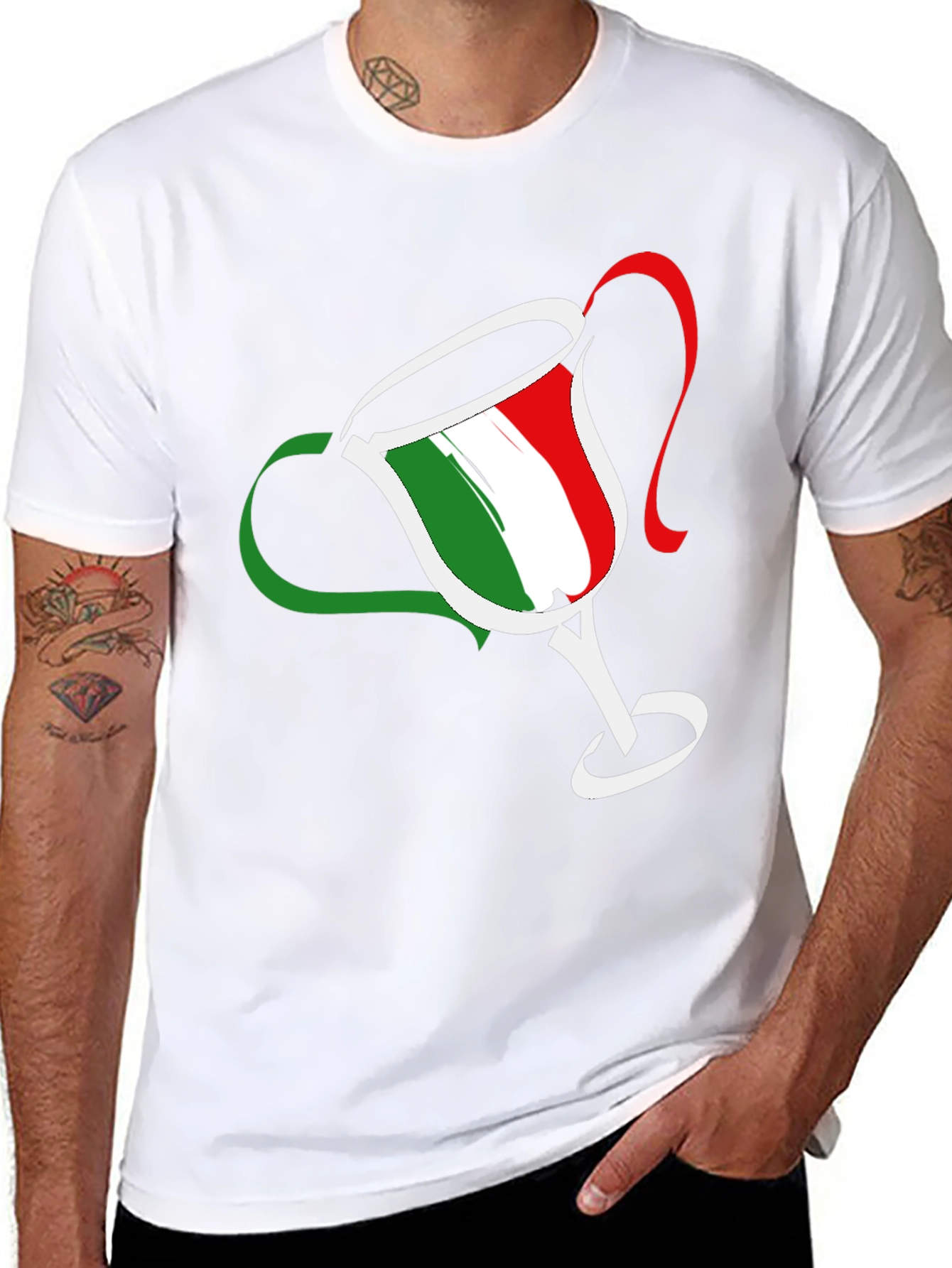 Italian Flag Trophy Graphic T-Shirt - Casual Tee