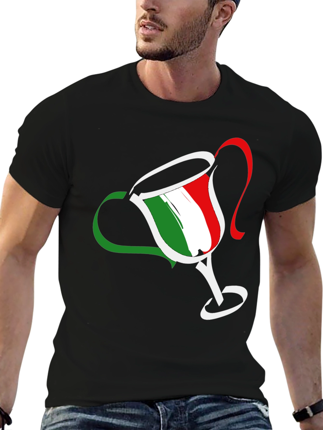 Italian Flag Trophy Graphic T-Shirt - Casual Tee