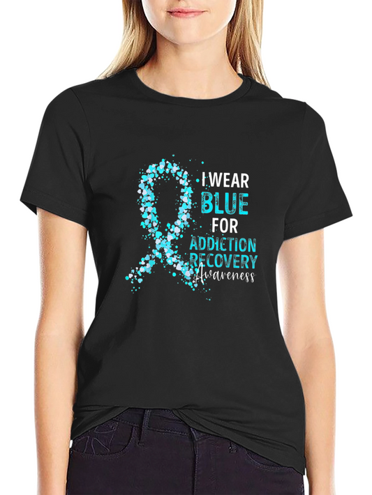 Addiction Recovery Awareness Blue Ribbon T-Shirt