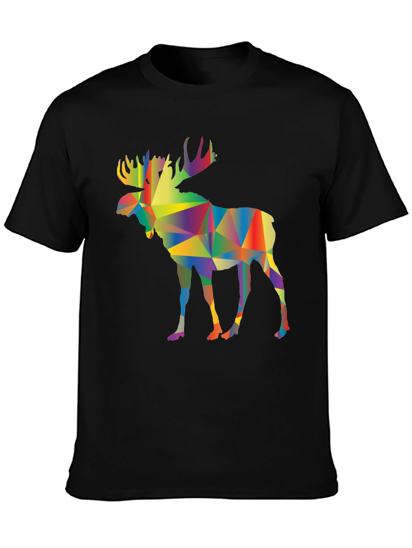 Geometric Moose Graphic Tee - Black