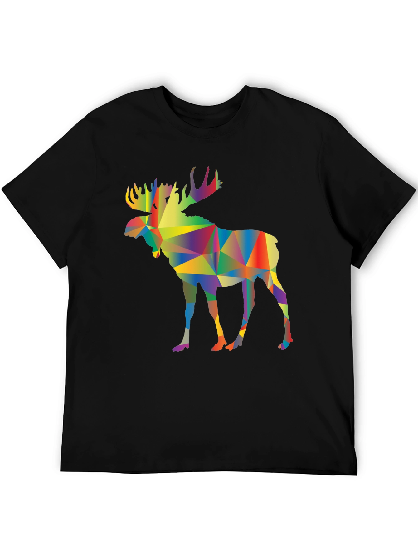 Geometric Moose Graphic Tee - Black
