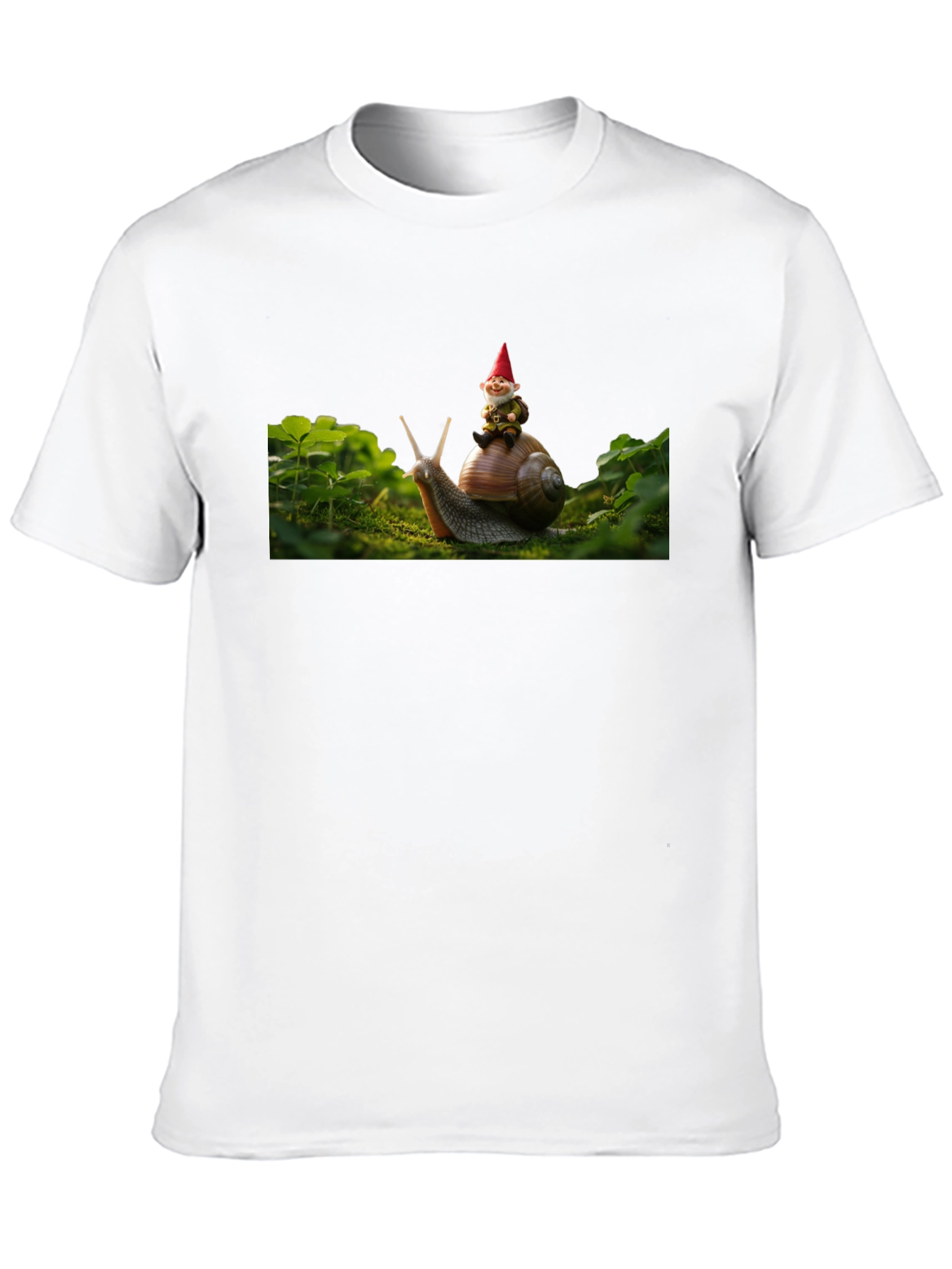 Gnome Riding Snail Black T-Shirt