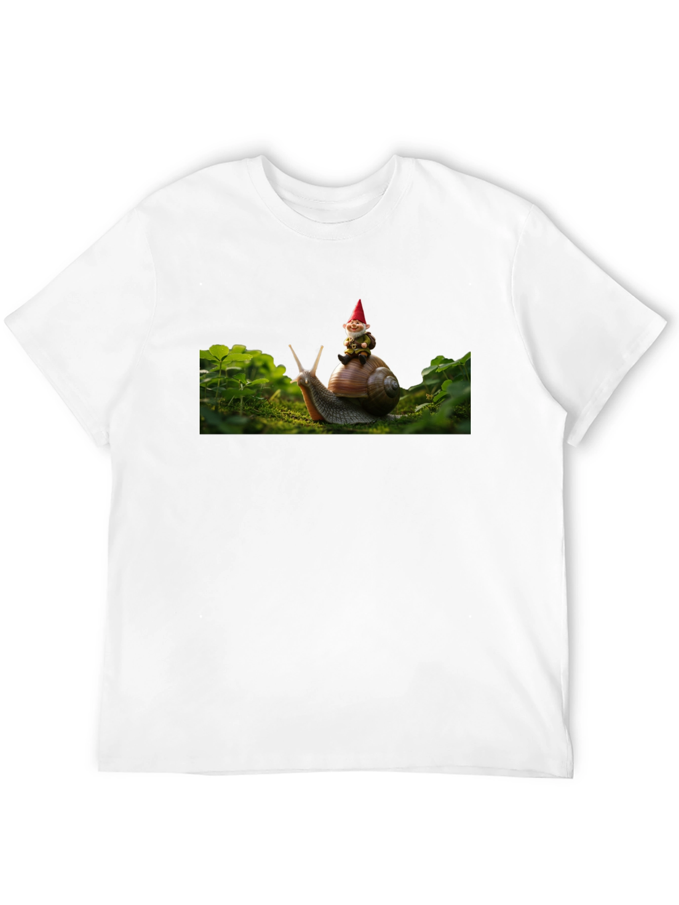 Gnome Riding Snail Black T-Shirt
