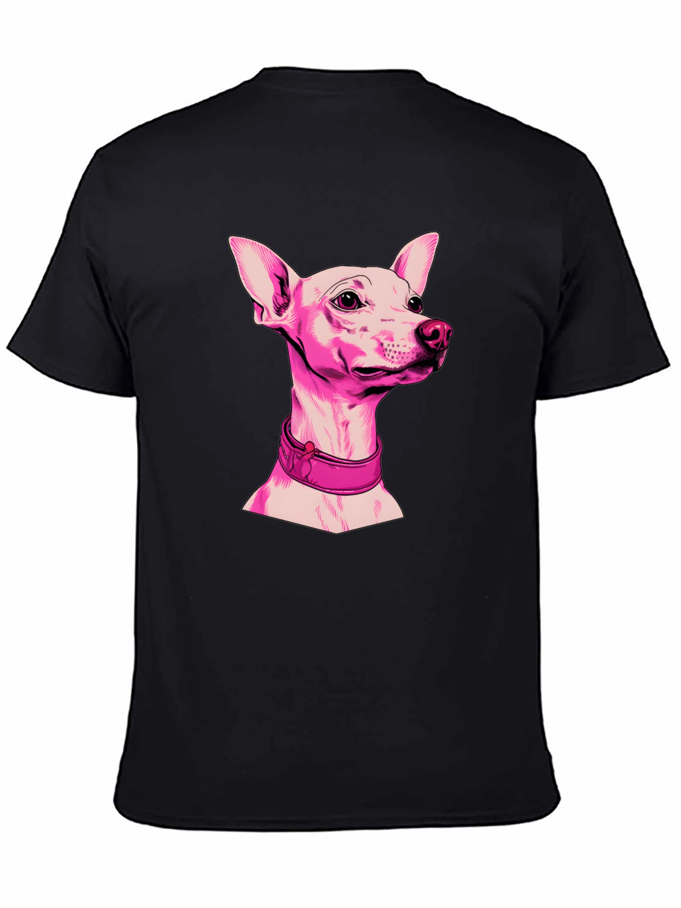 Pink Dog Graphic Black T-Shirt
