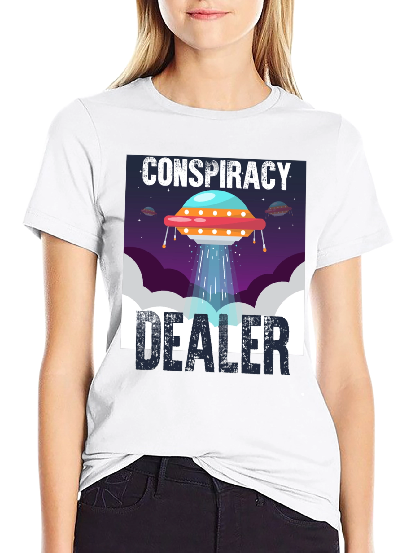 Conspiracy Dealer UFO Graphic Tee - Black Cotton T-Shirt