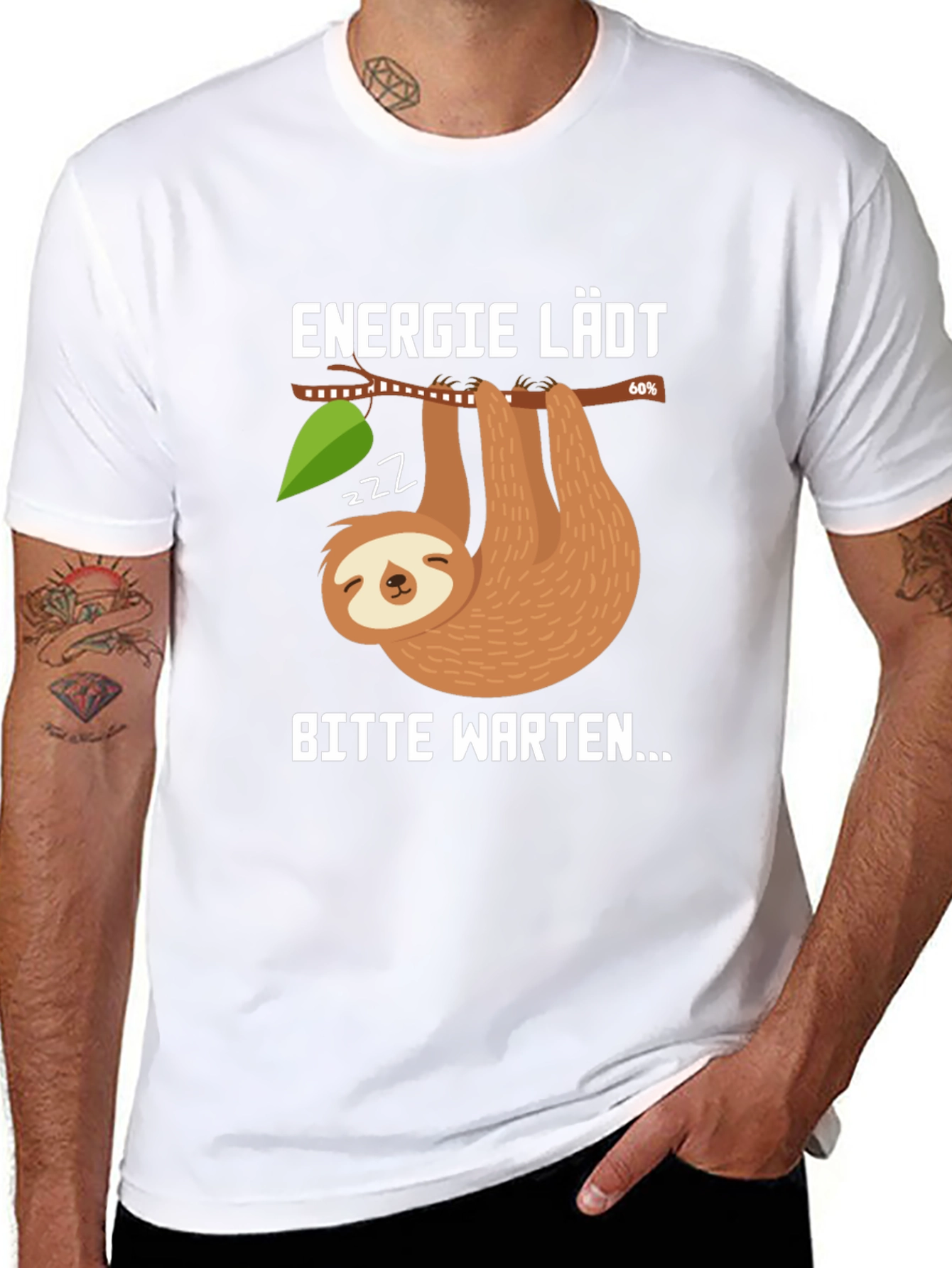 Funny Sloth Energy Loading T-Shirt - Bitte Warten