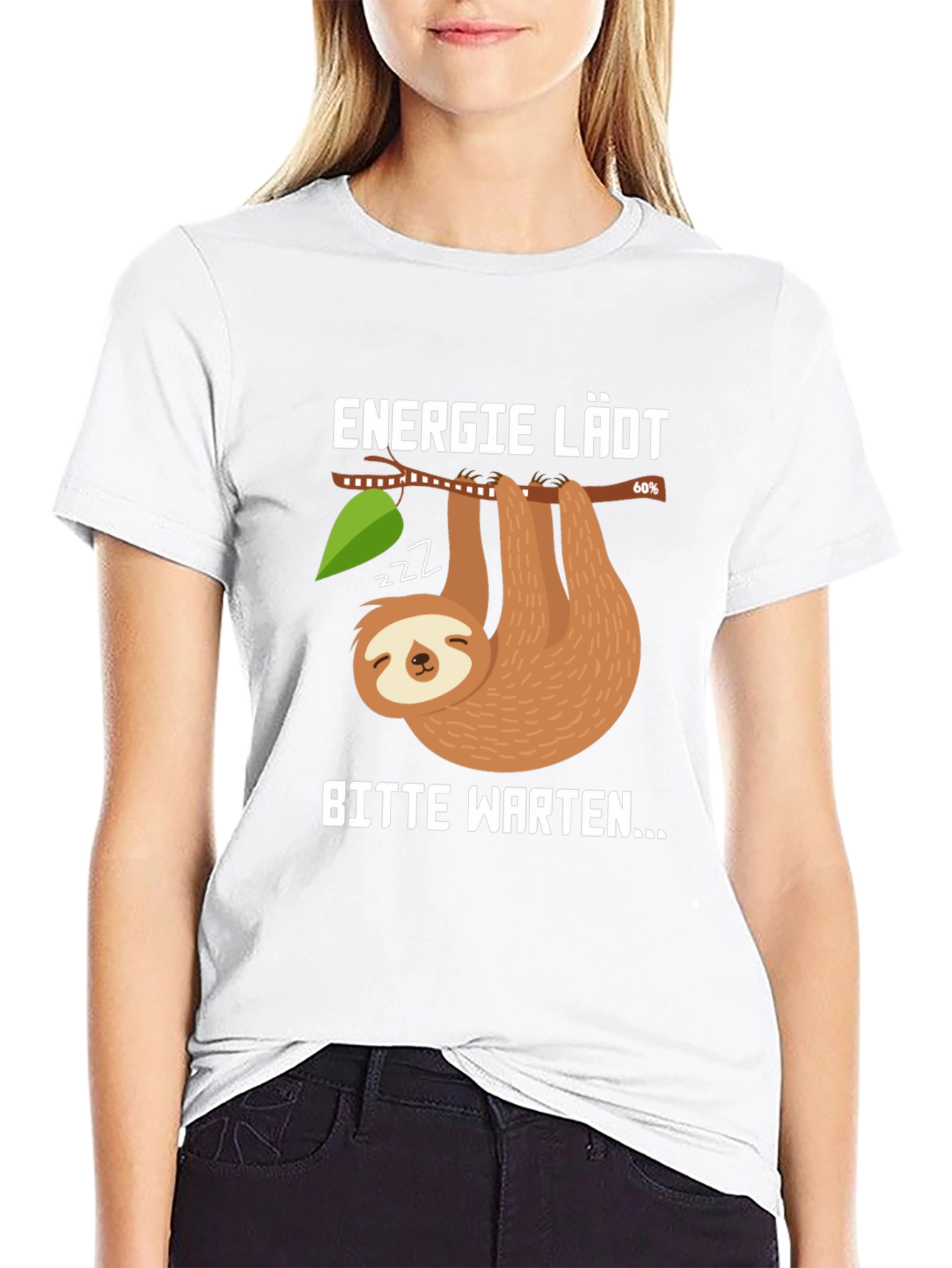 Funny Sloth Energy Loading T-Shirt - Bitte Warten