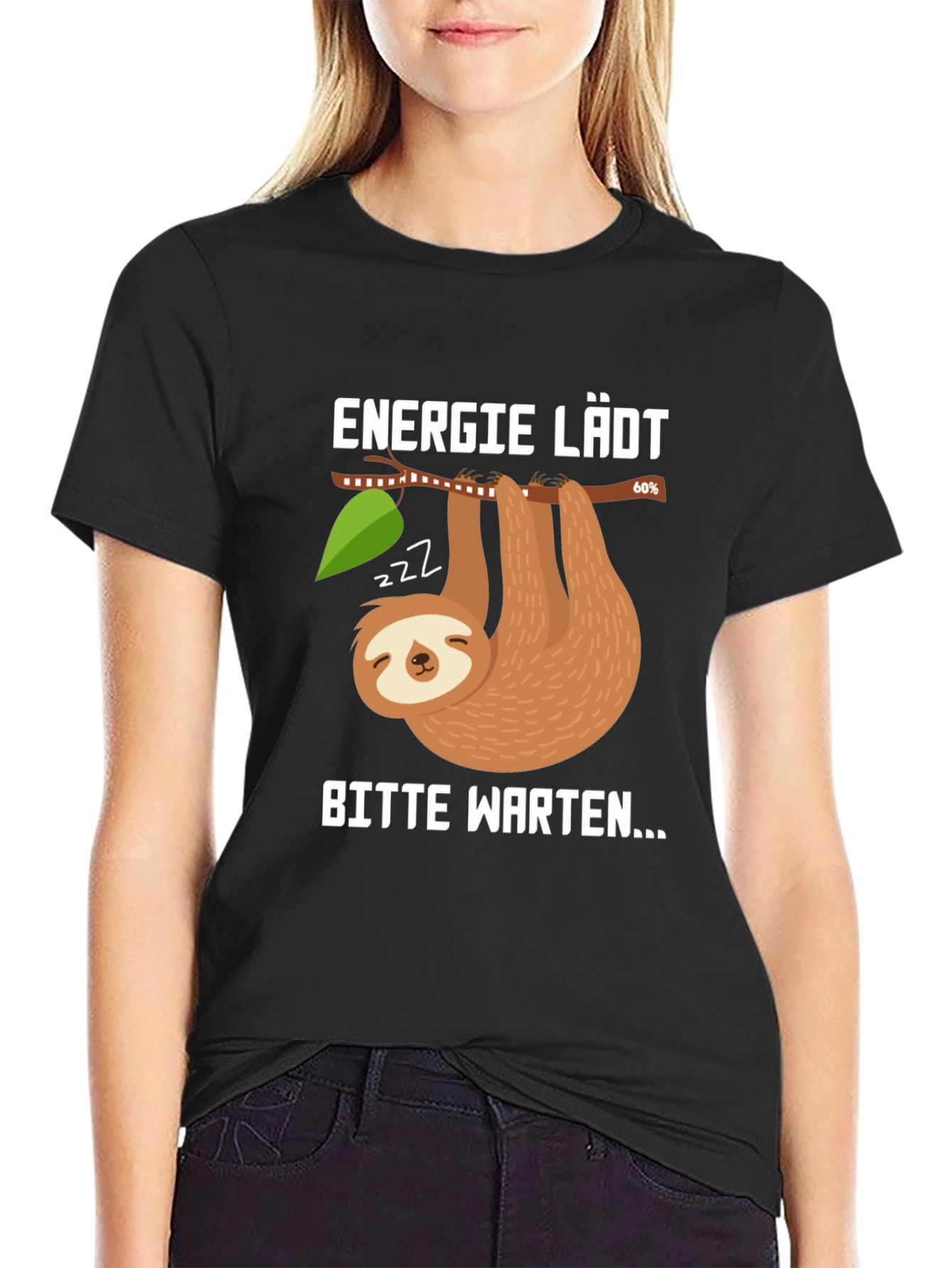 Funny Sloth Energy Loading T-Shirt - Bitte Warten
