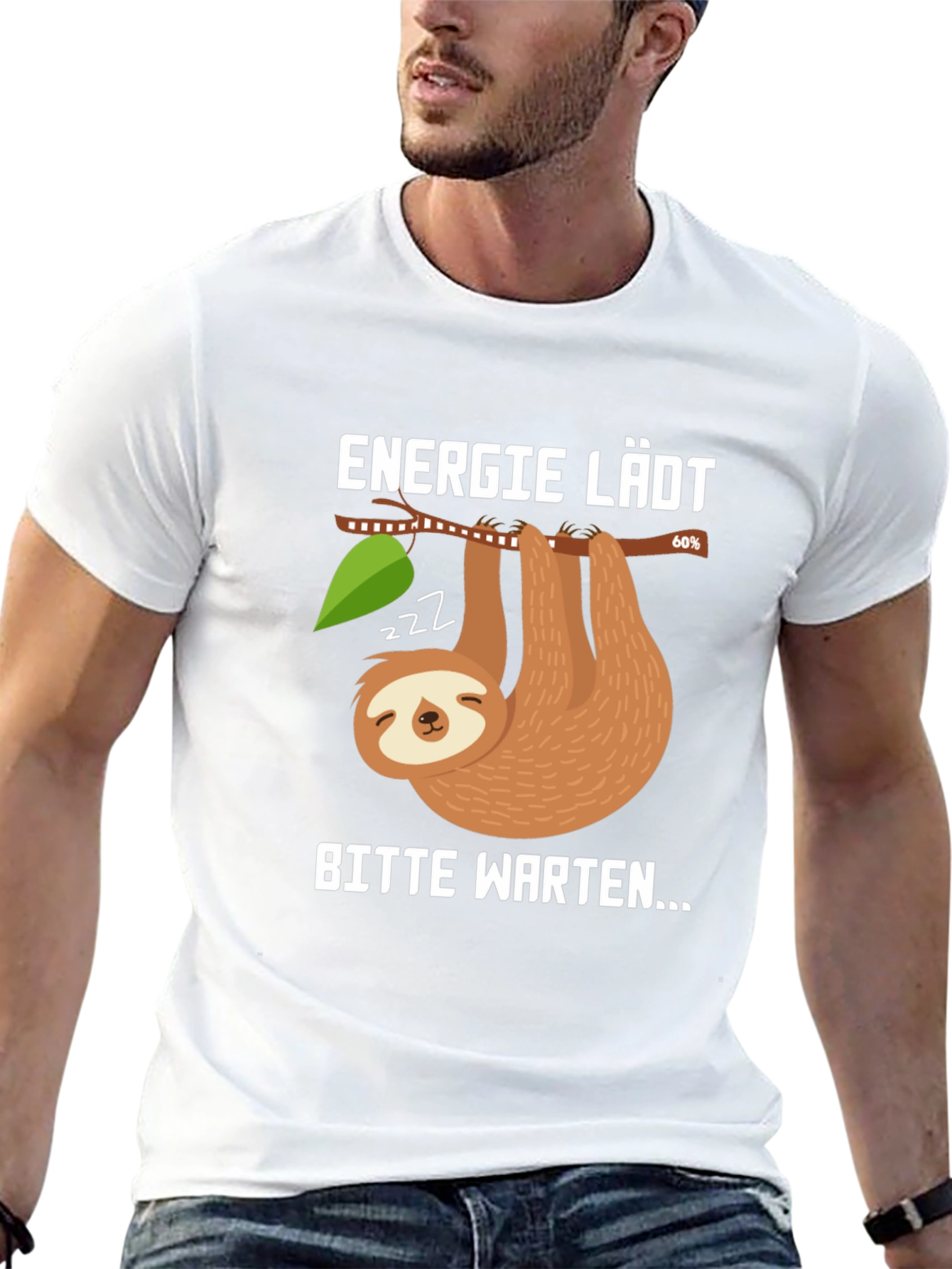 Funny Sloth Energy Loading T-Shirt - Bitte Warten