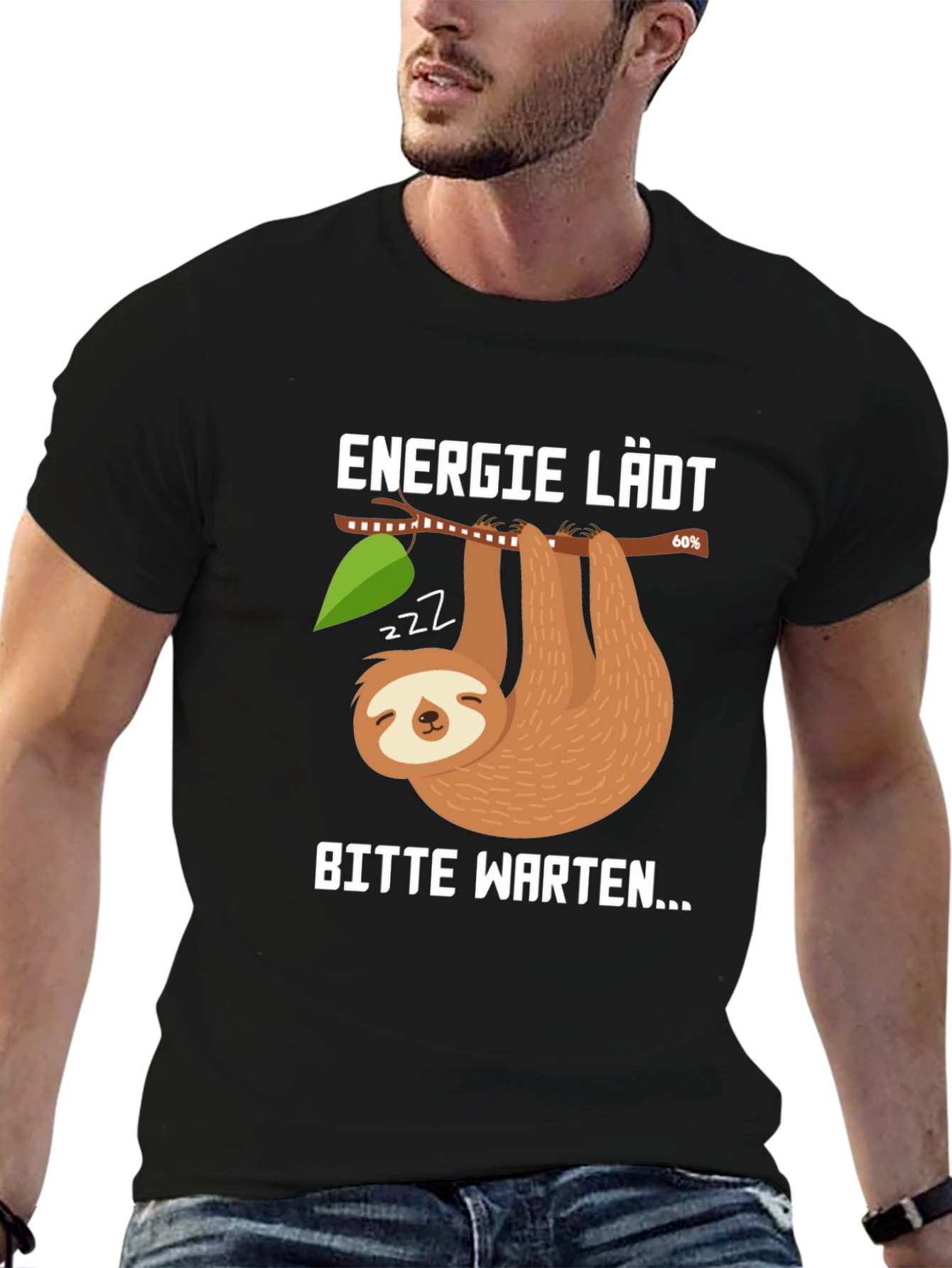Funny Sloth Energy Loading T-Shirt - Bitte Warten