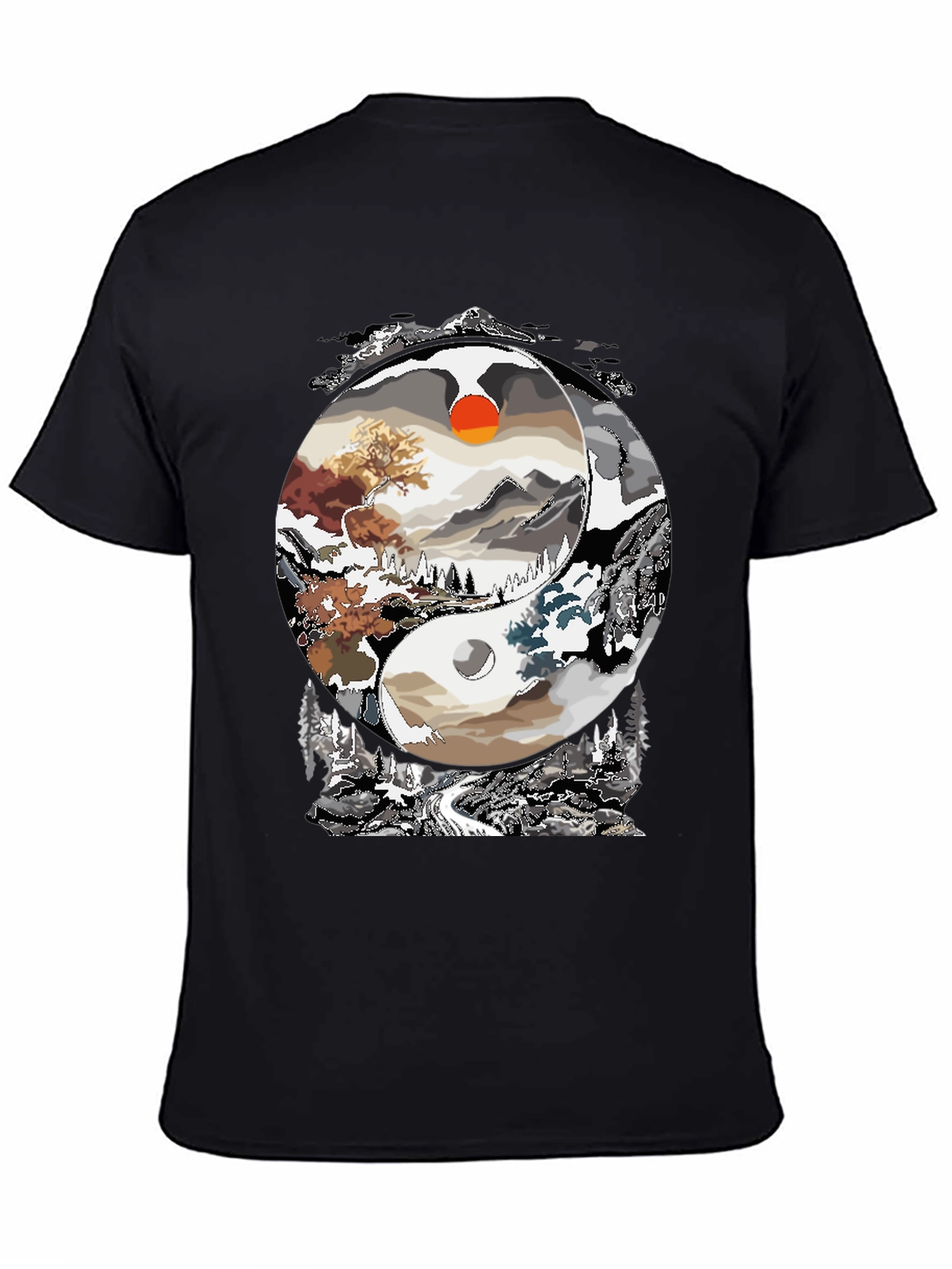Yin Yang Landscape Graphic Tee - Balance in Style