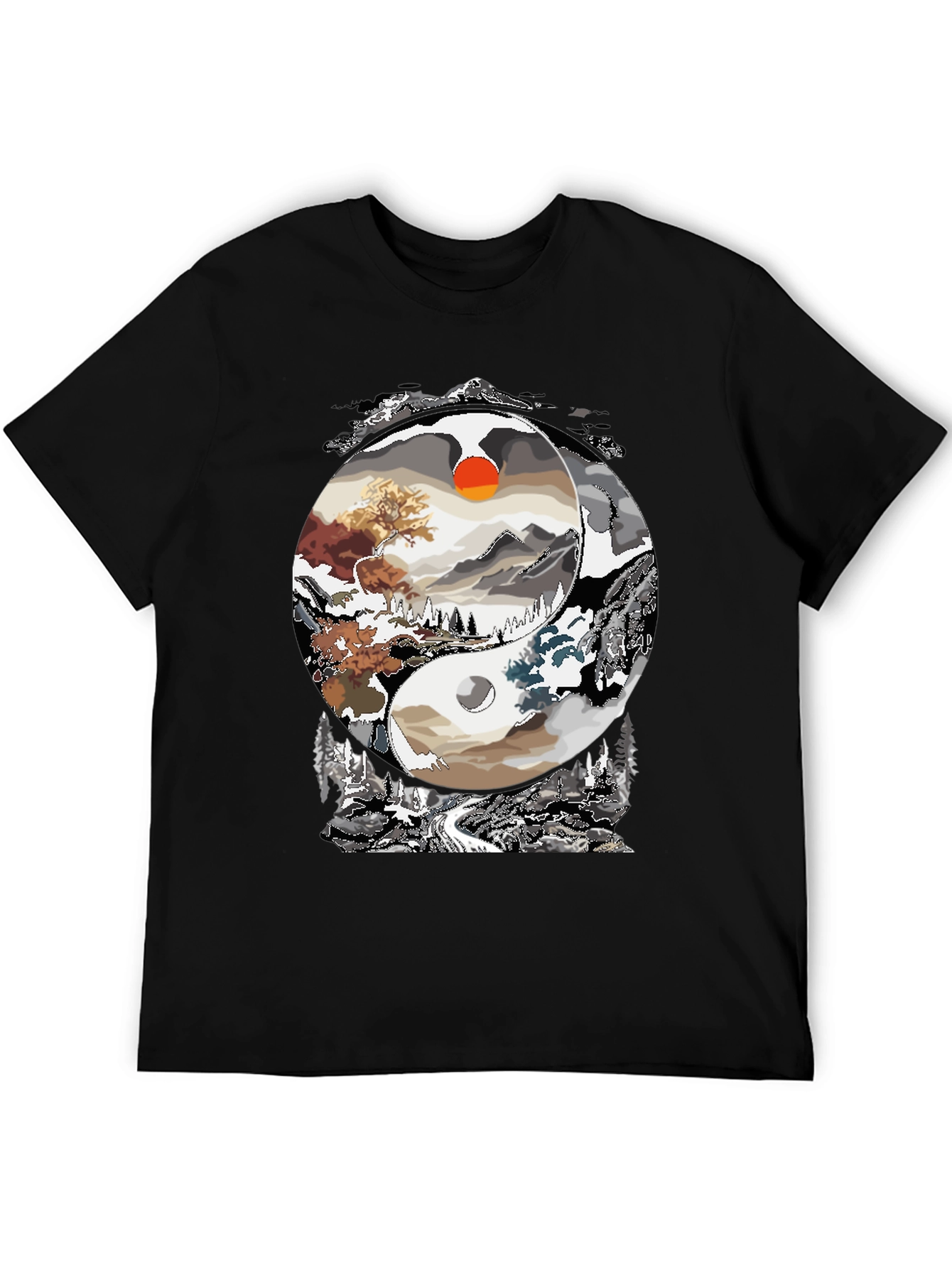 Yin Yang Landscape Graphic Tee - Balance in Style