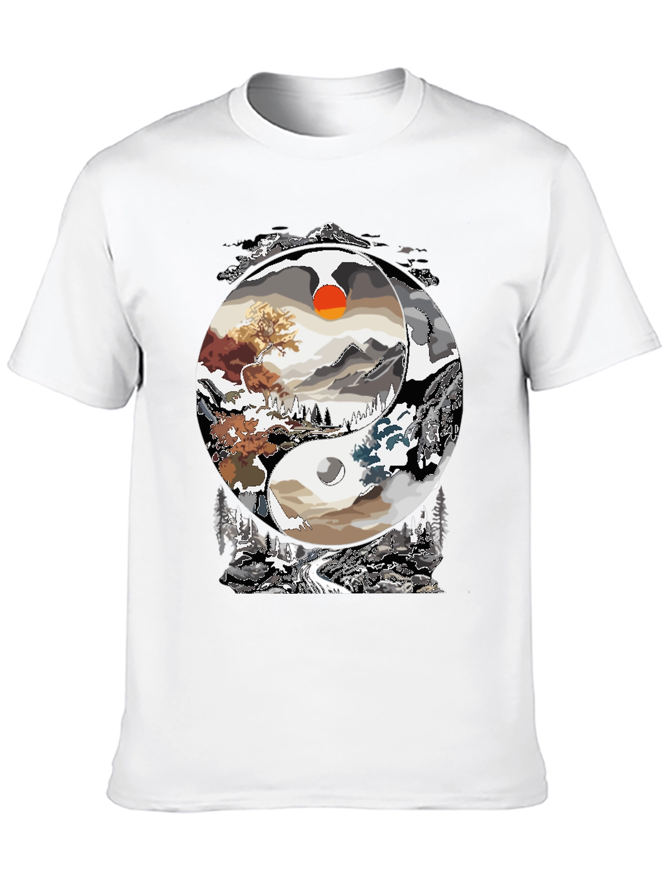 Yin Yang Landscape Graphic Tee - Balance in Style