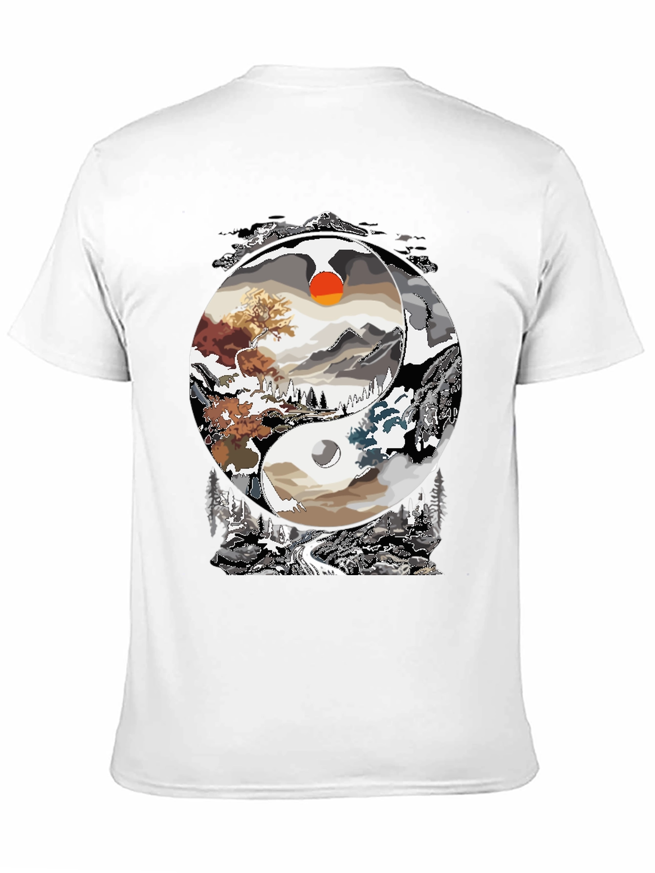 Yin Yang Landscape Graphic Tee - Balance in Style