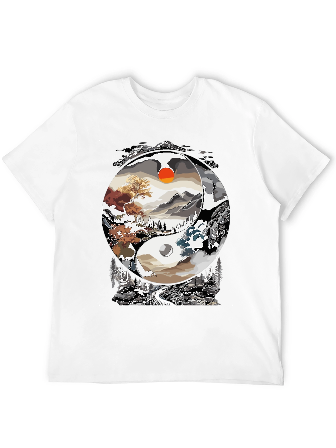 Yin Yang Landscape Graphic Tee - Balance in Style