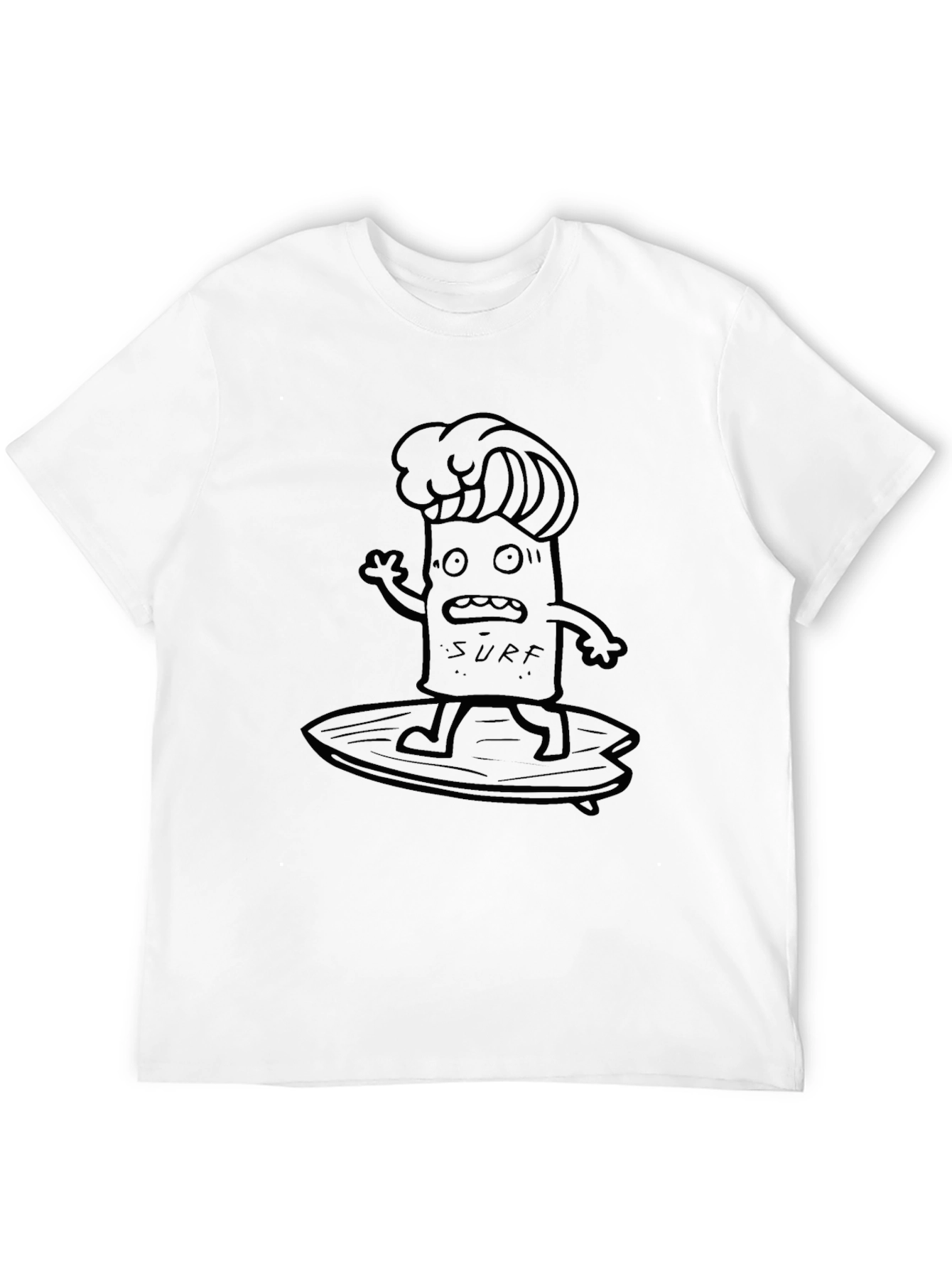 Surf Dude Graphic Tee - Black Cotton T-Shirt