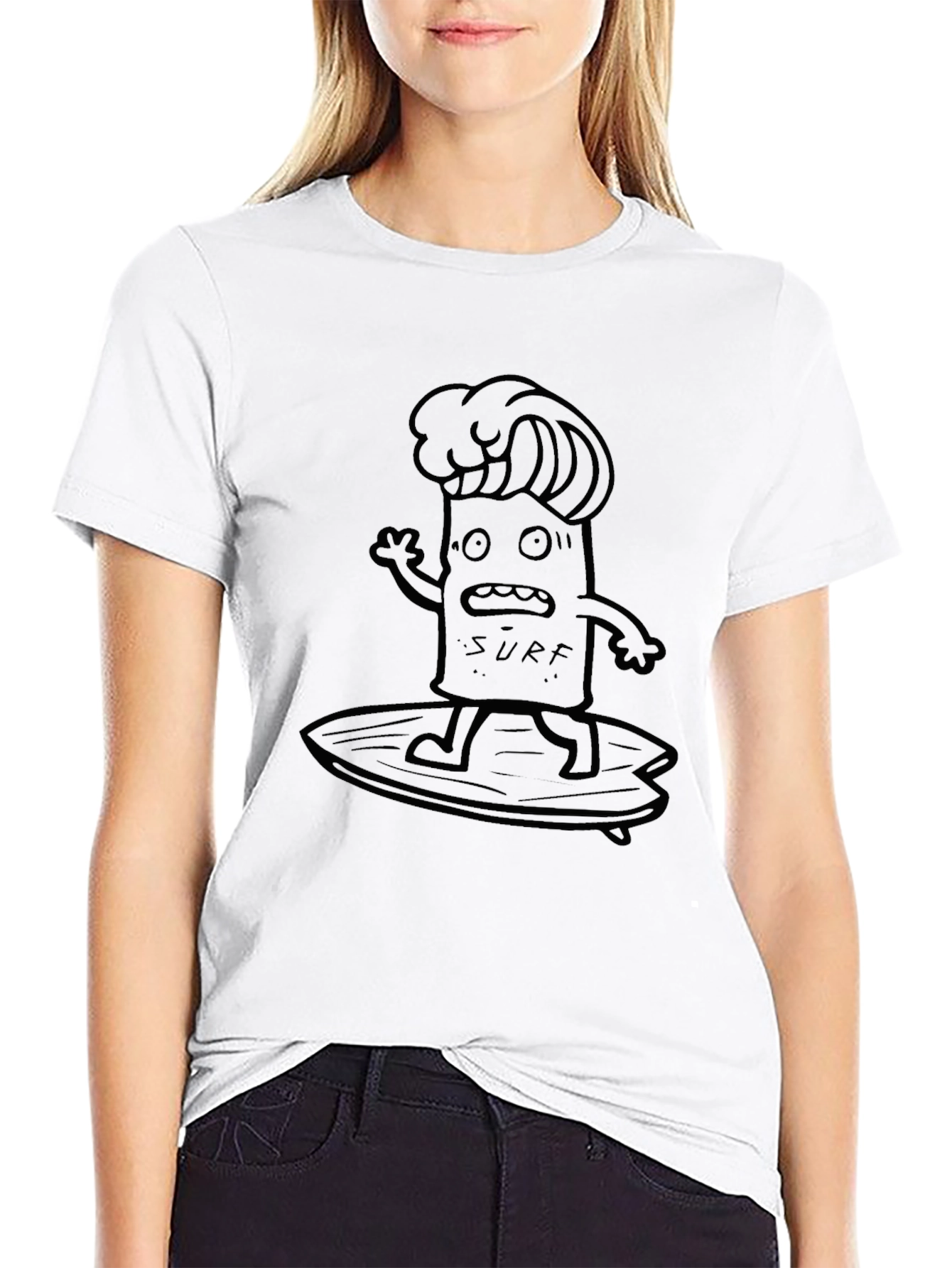 Surf Dude Graphic Tee - Black Cotton T-Shirt