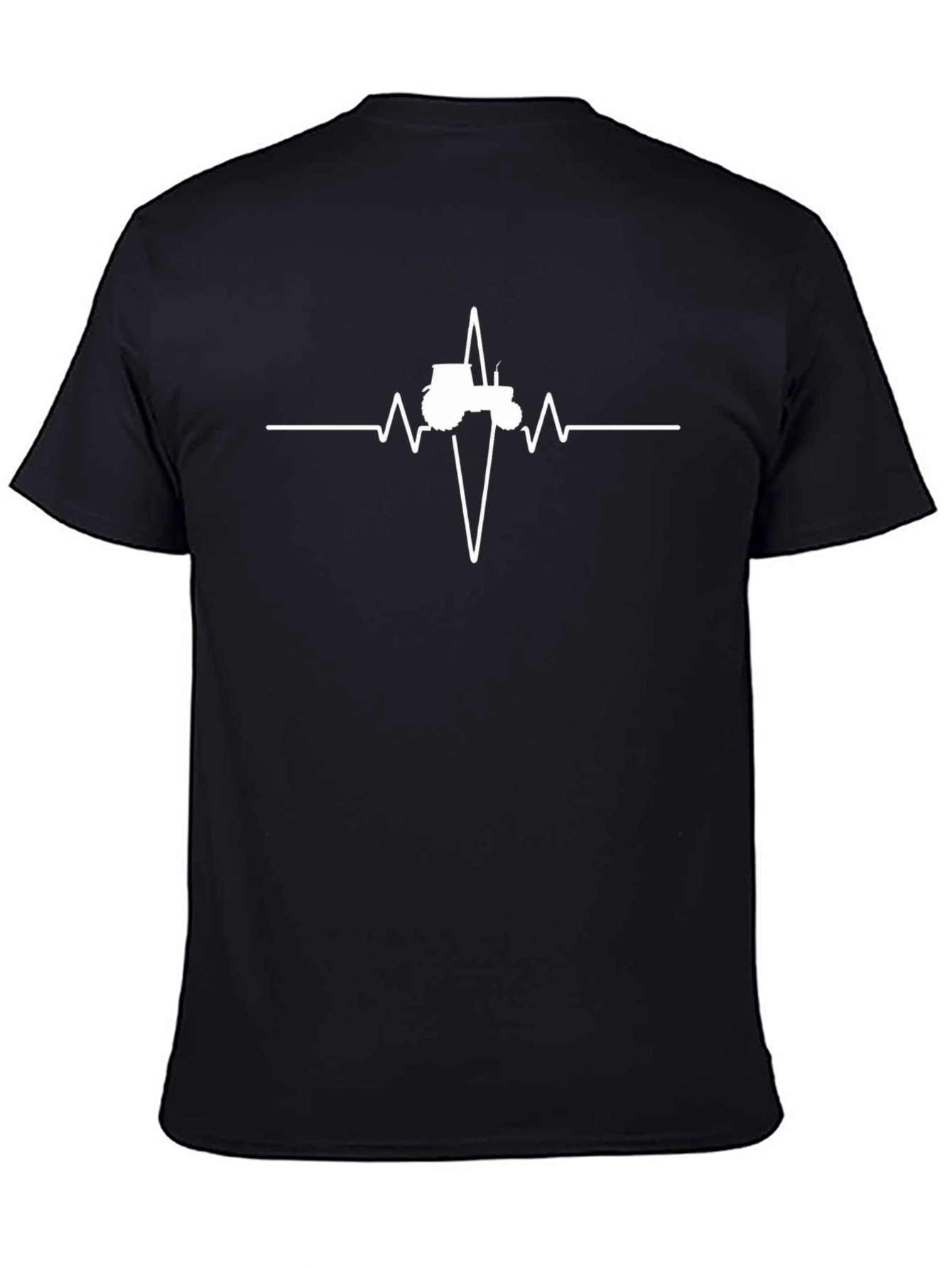 Tractor Heartbeat Graphic Tee - Black Cotton T-Shirt