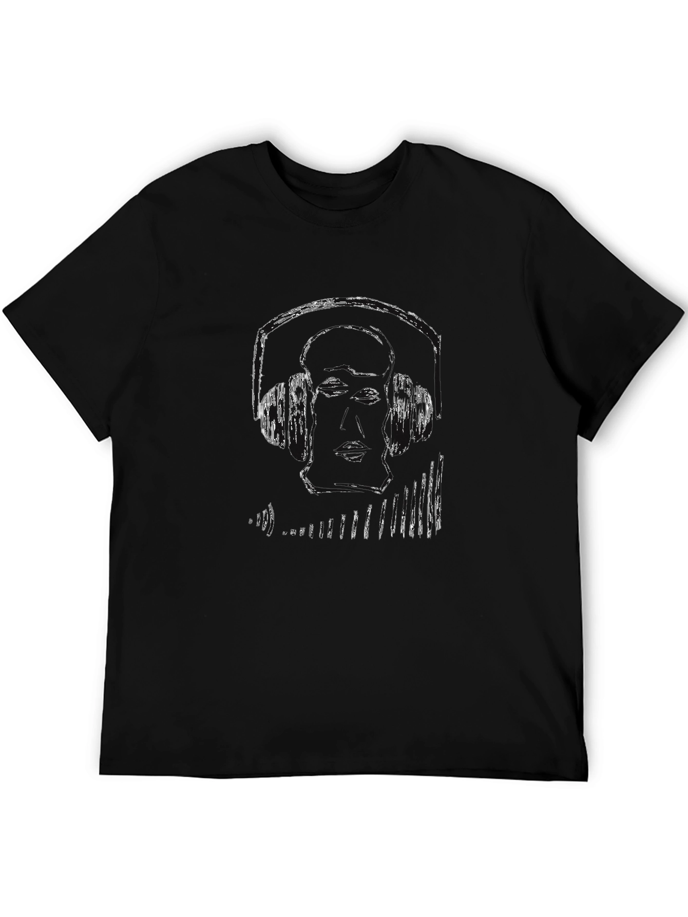 Black Graphic Tee - DJ Headphones Design