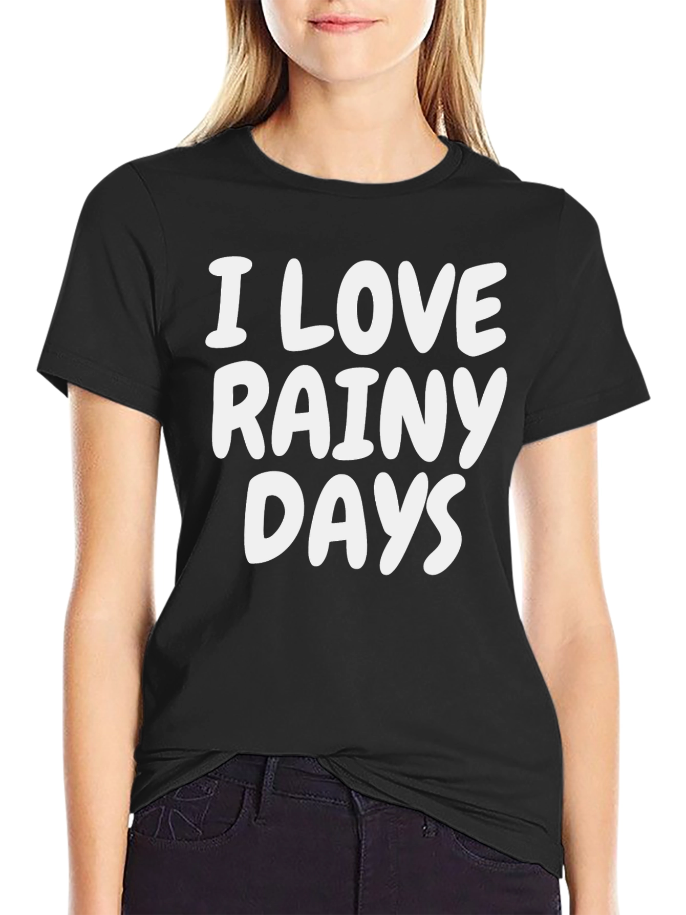 I Love Rainy Days Black T-Shirt