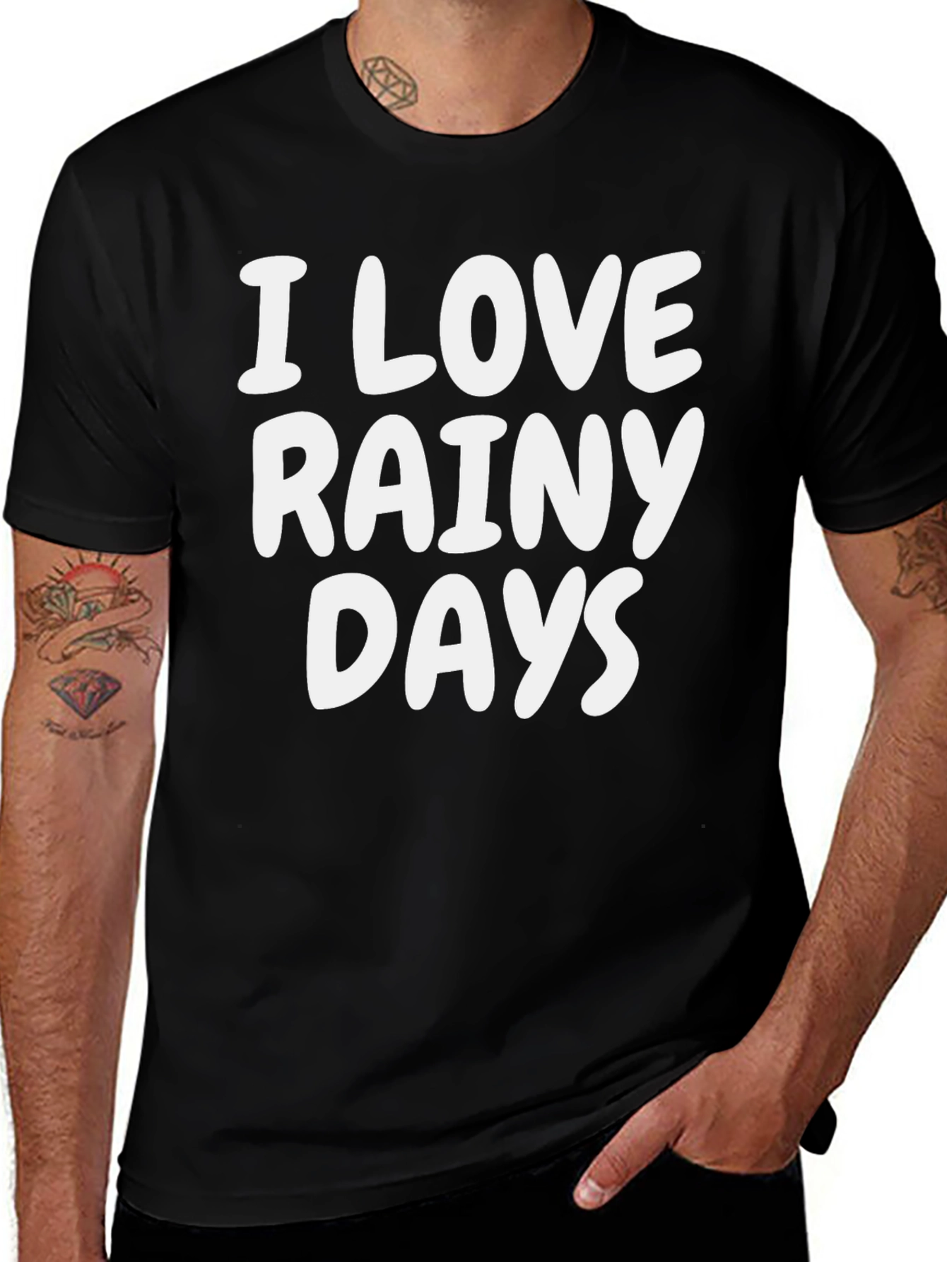 I Love Rainy Days Black T-Shirt
