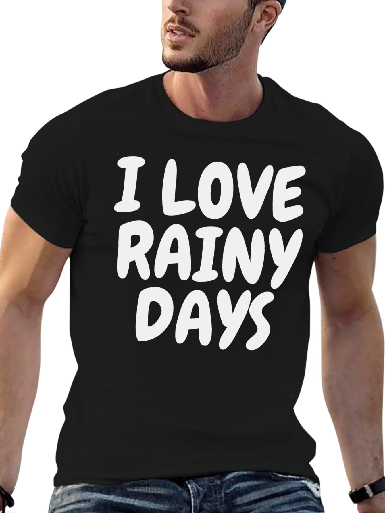 I Love Rainy Days Black T-Shirt