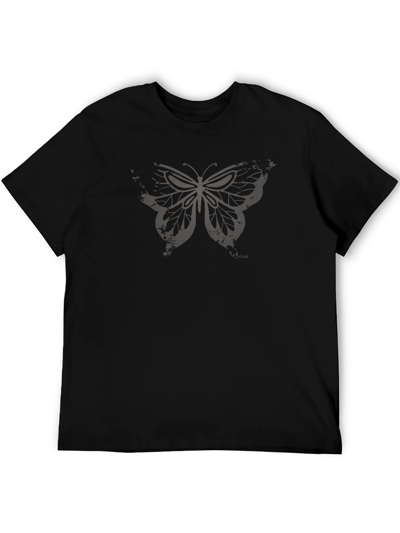 Mens Black Butterfly Graphic T-Shirt