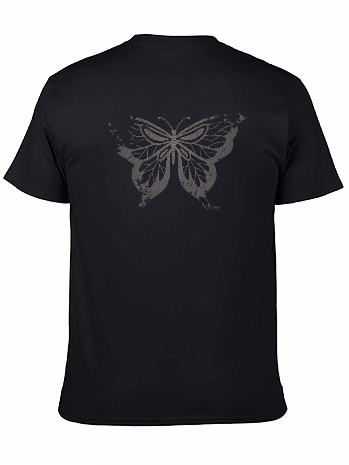 Mens Black Butterfly Graphic T-Shirt