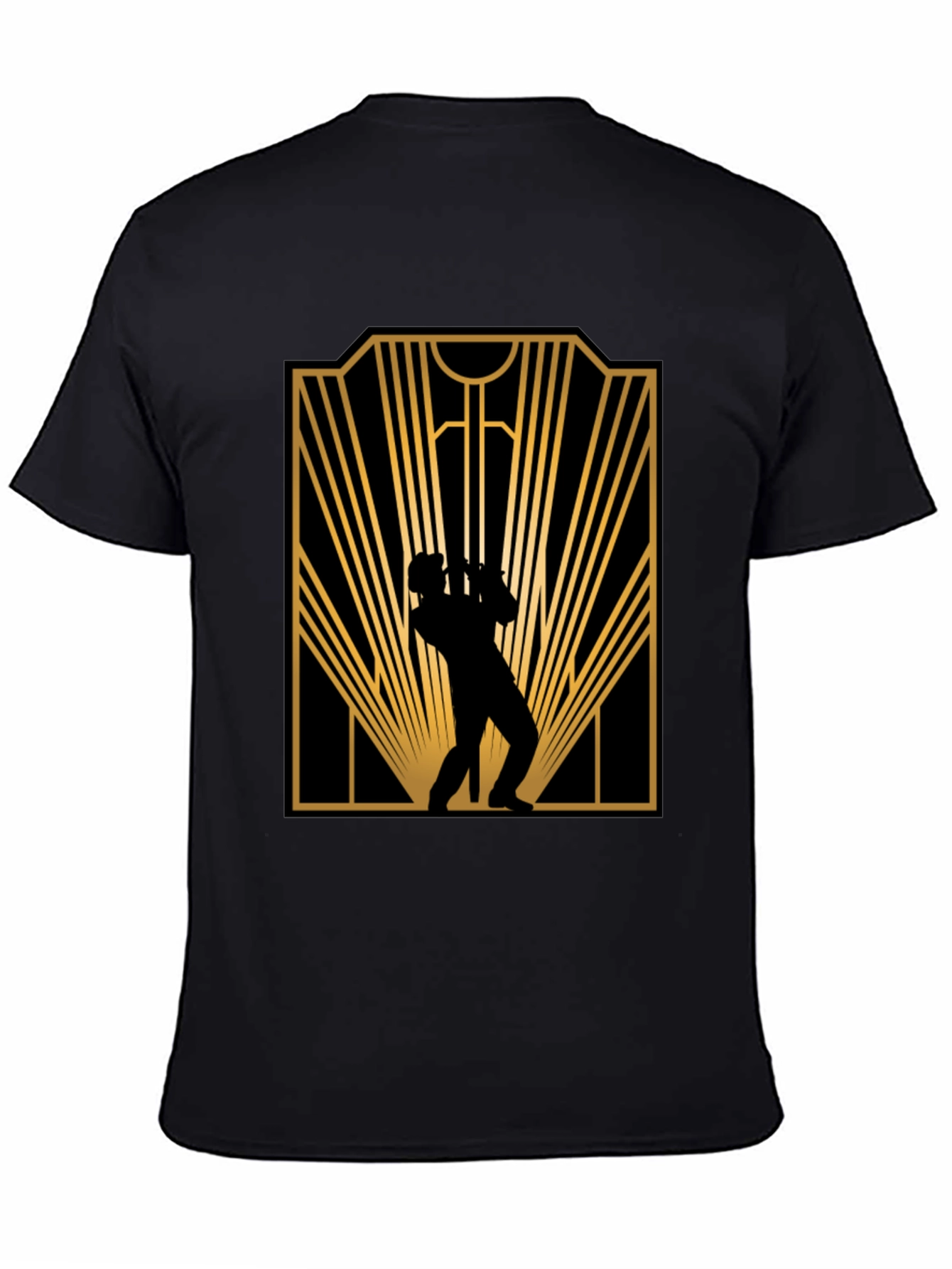 Retro Jazz Player Black Graphic T-Shirt