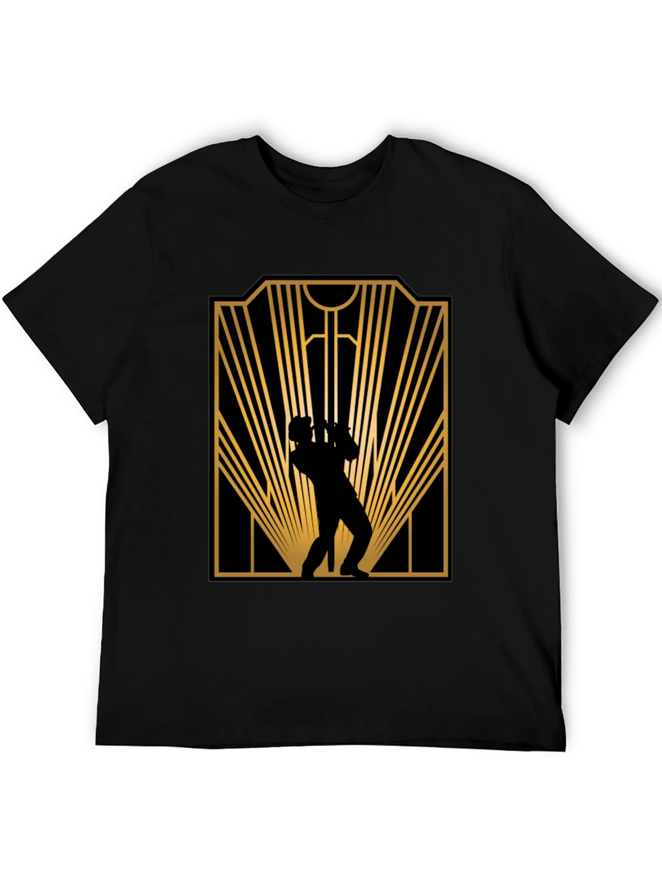Retro Jazz Player Black Graphic T-Shirt