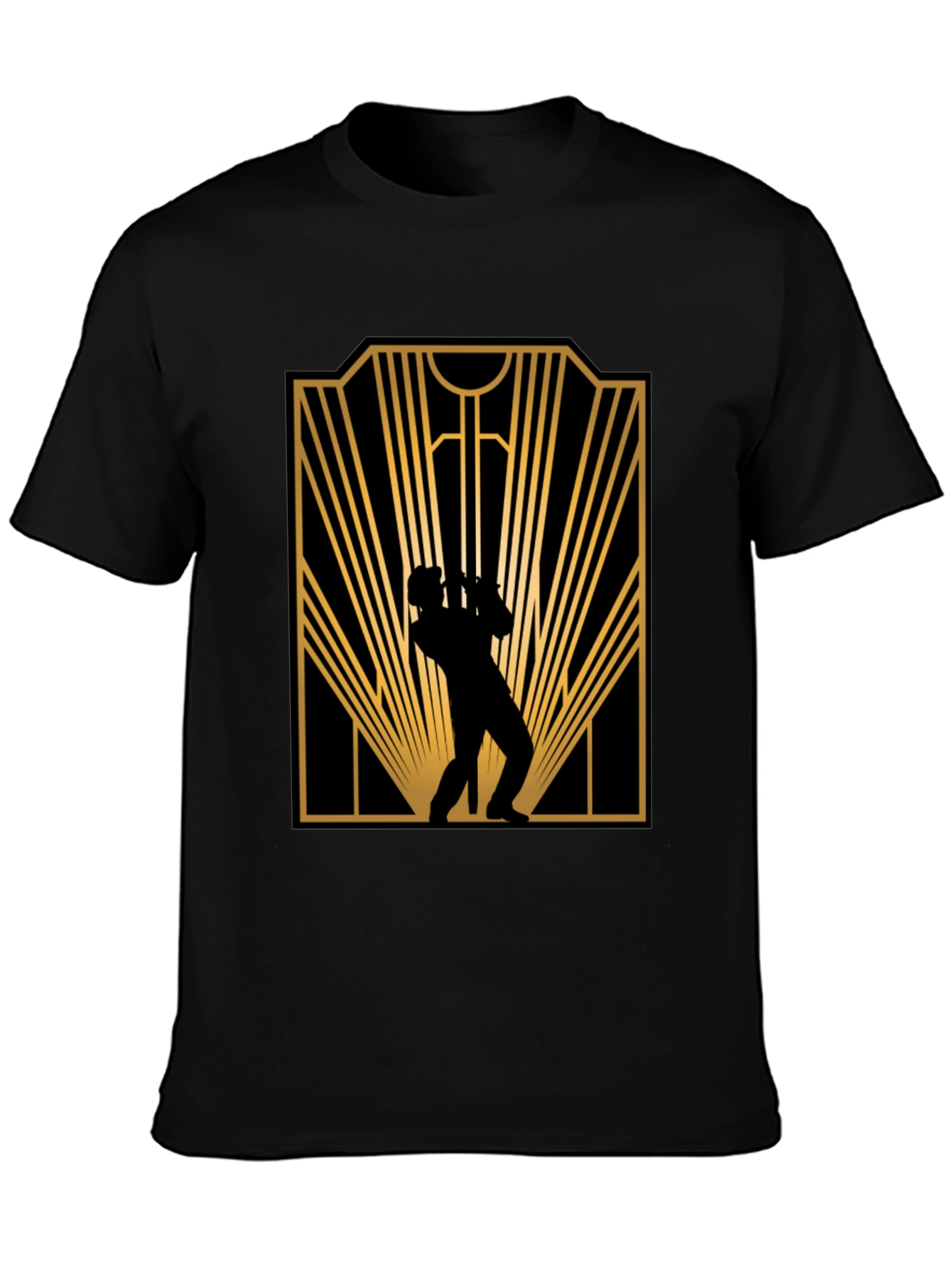 Retro Jazz Player Black Graphic T-Shirt