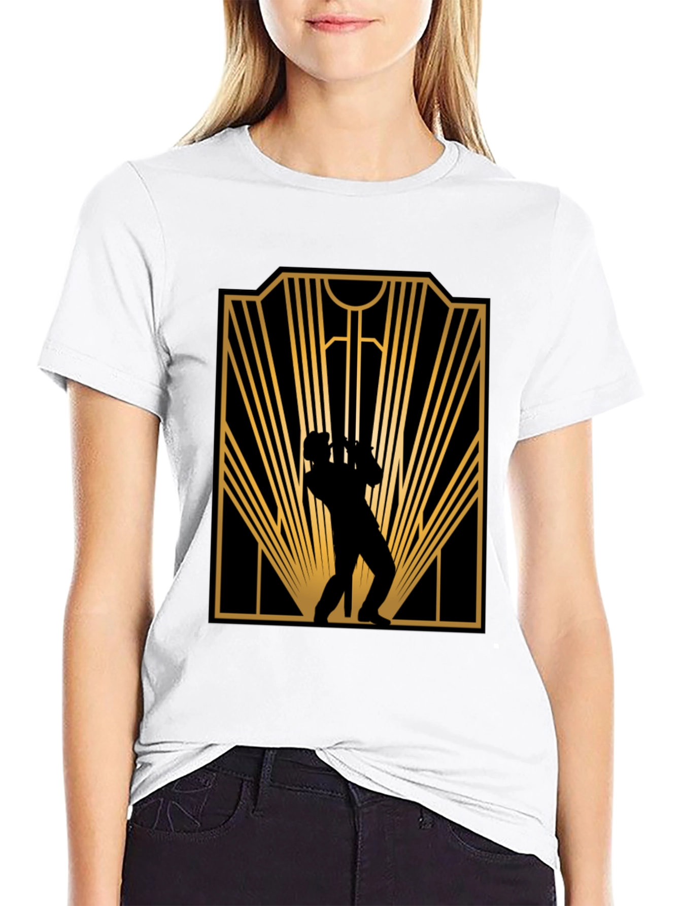 Retro Jazz Player Black Graphic T-Shirt