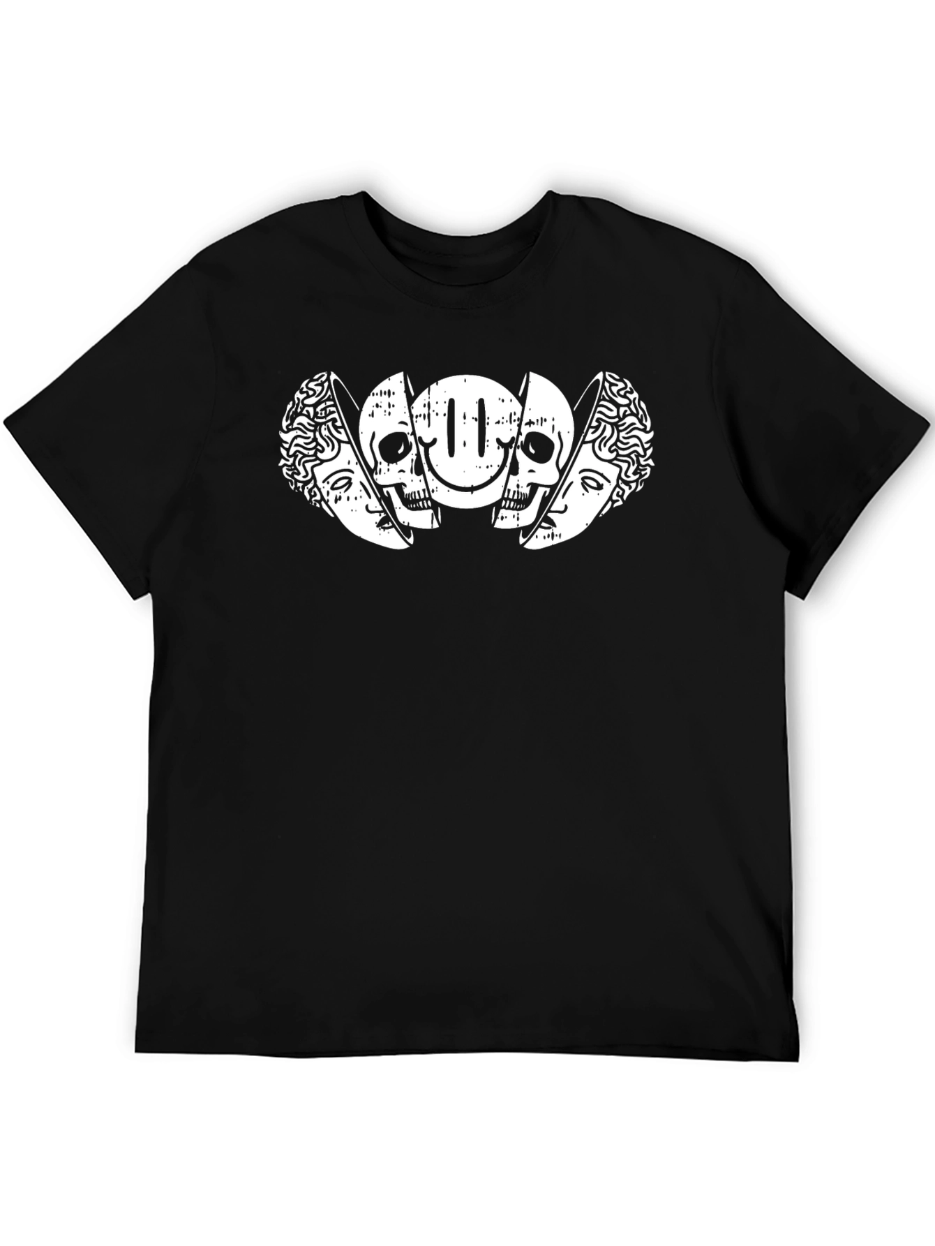Distorted Reality Graphic Print Black T-Shirt
