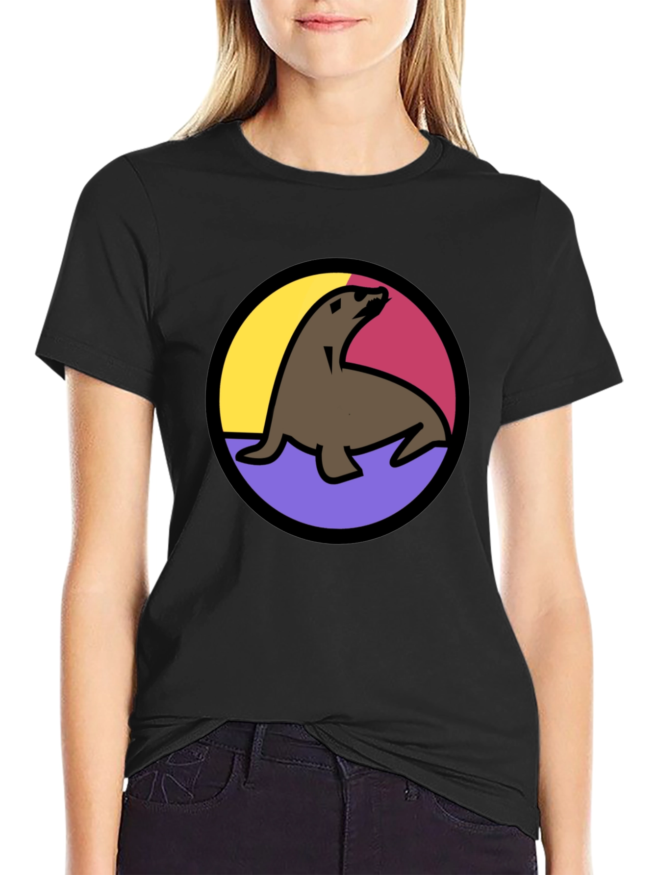 Seal Graphic Tee - Black Unisex T-Shirt