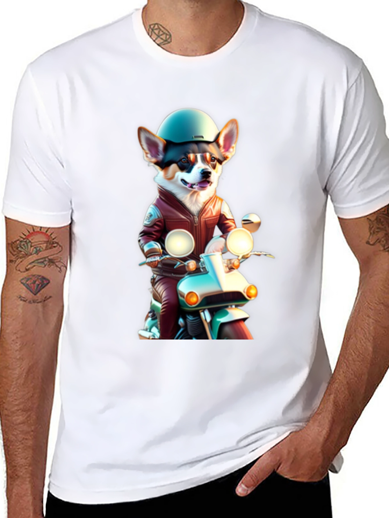 Corgi Biker Graphic Tee