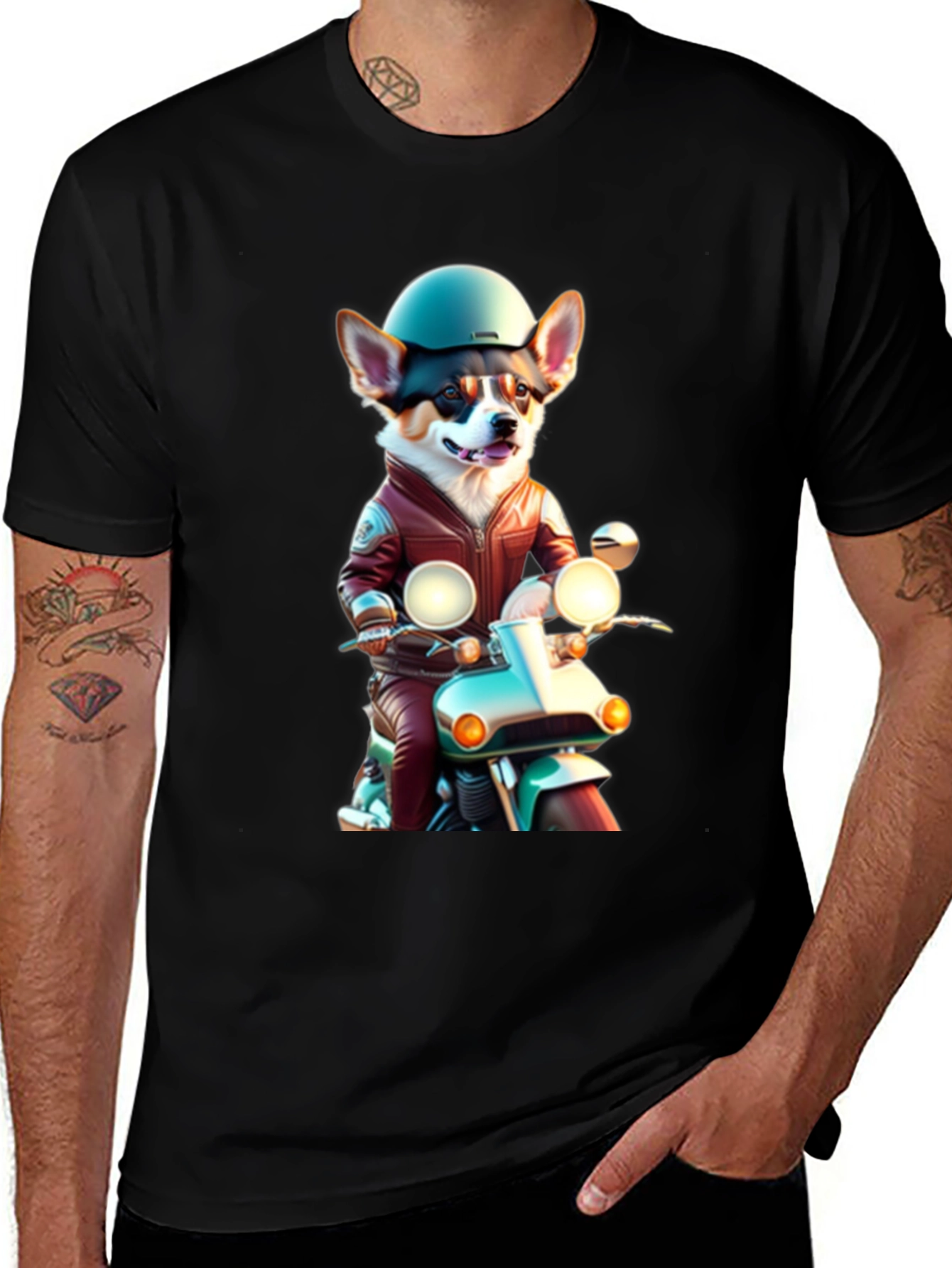 Corgi Biker Graphic Tee