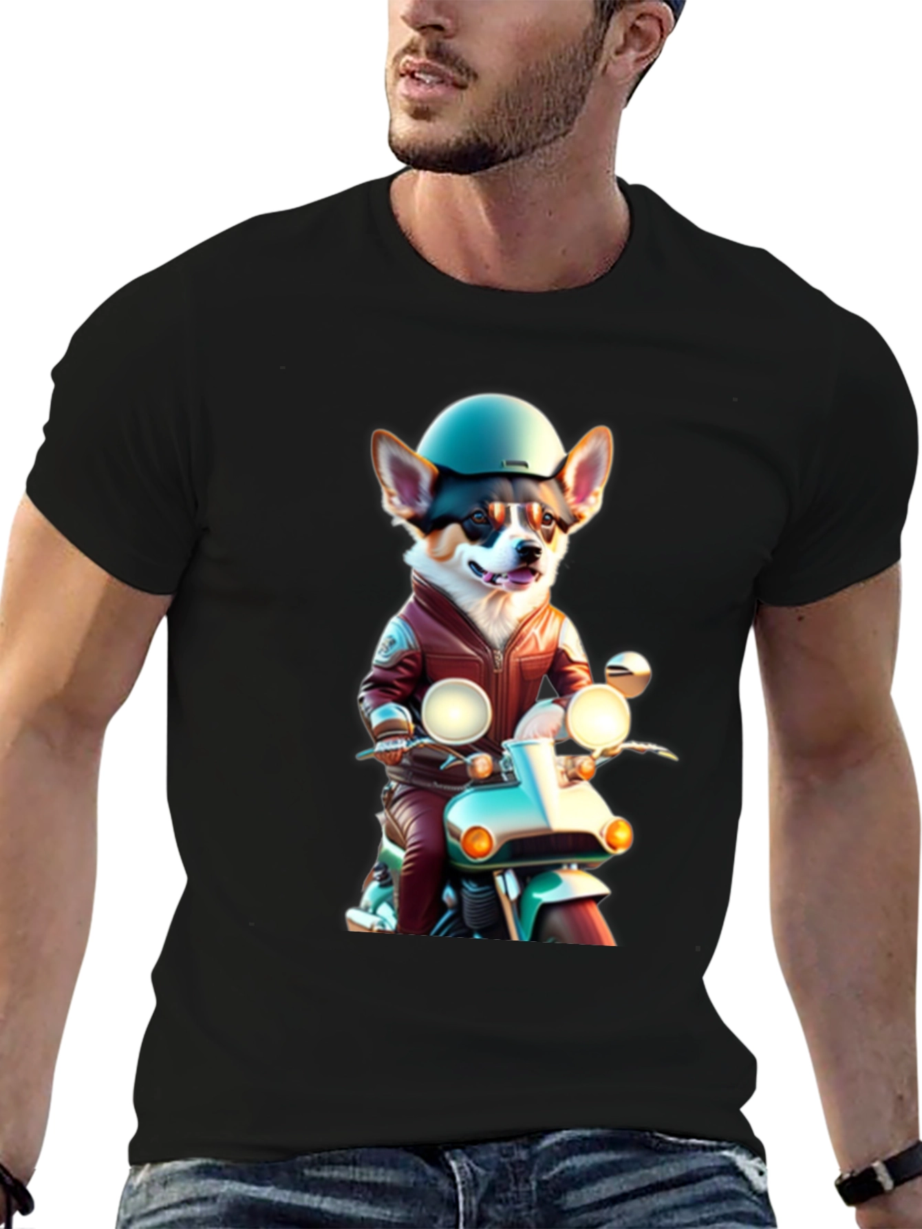 Corgi Biker Graphic Tee