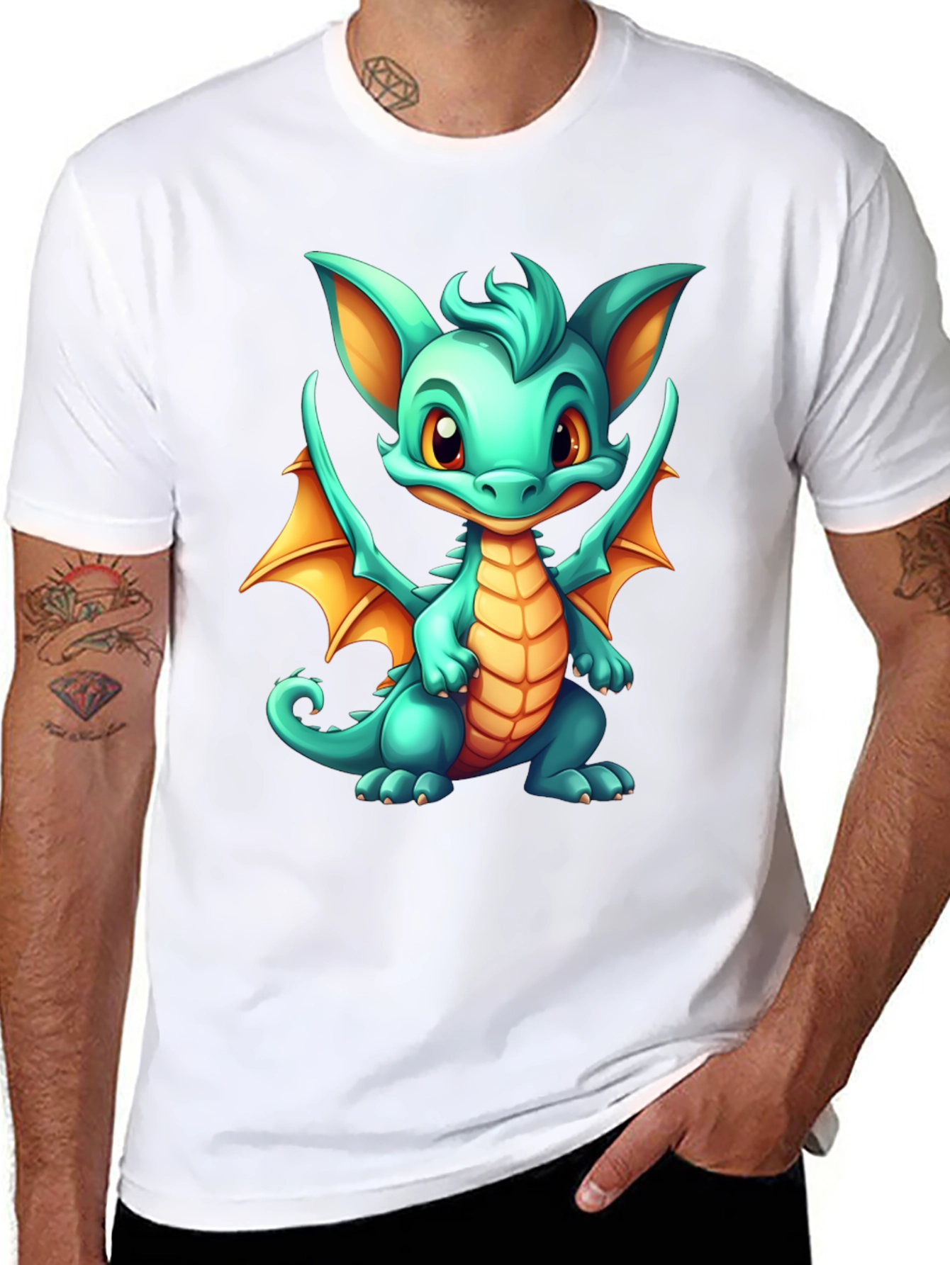 Cute Dragon Graphic Tee - Black Unisex T-Shirt