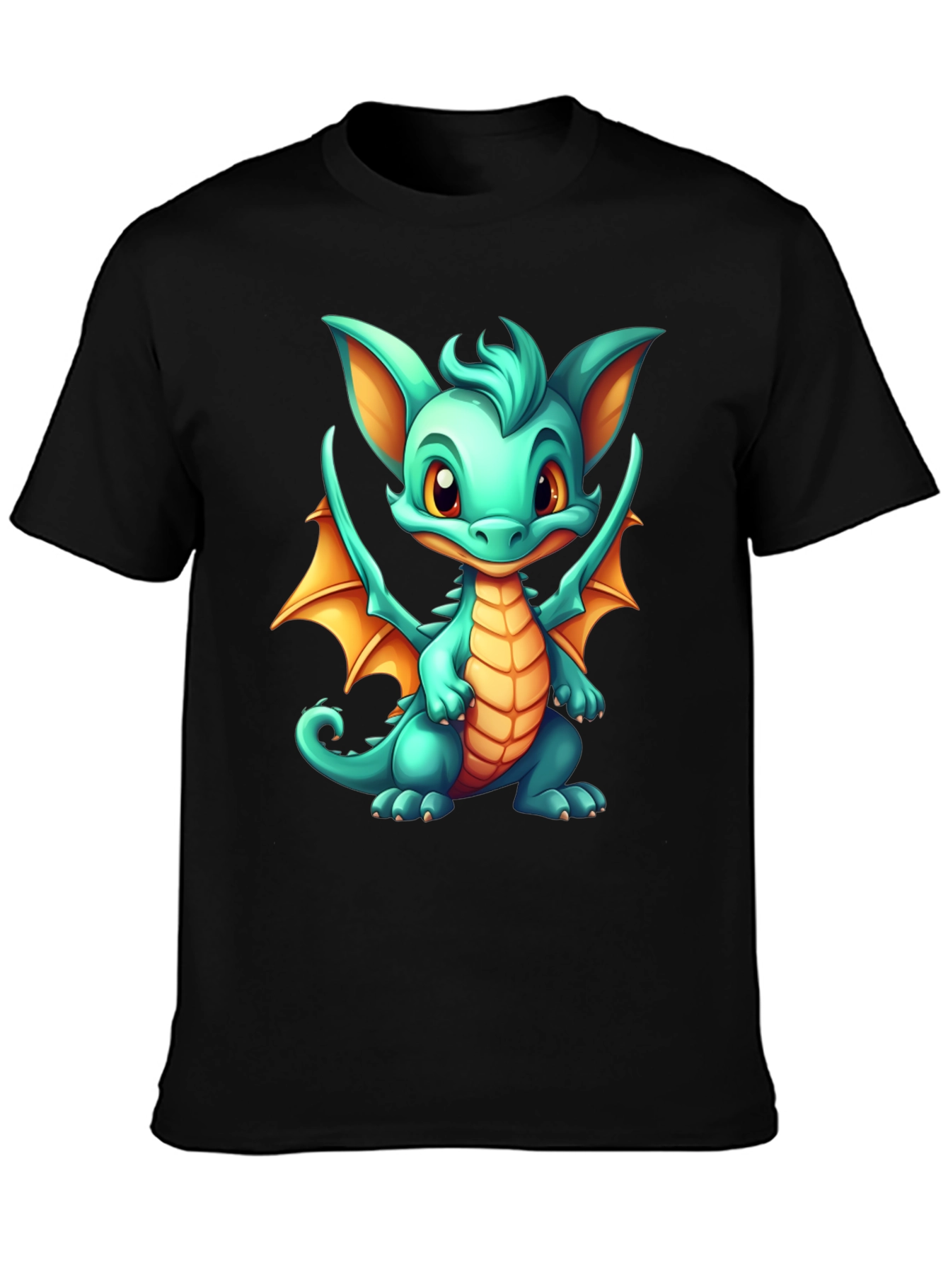 Cute Dragon Graphic Tee - Black Unisex T-Shirt