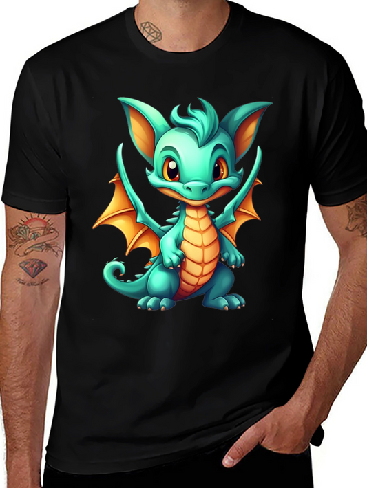 Cute Dragon Graphic Tee - Black Unisex T-Shirt