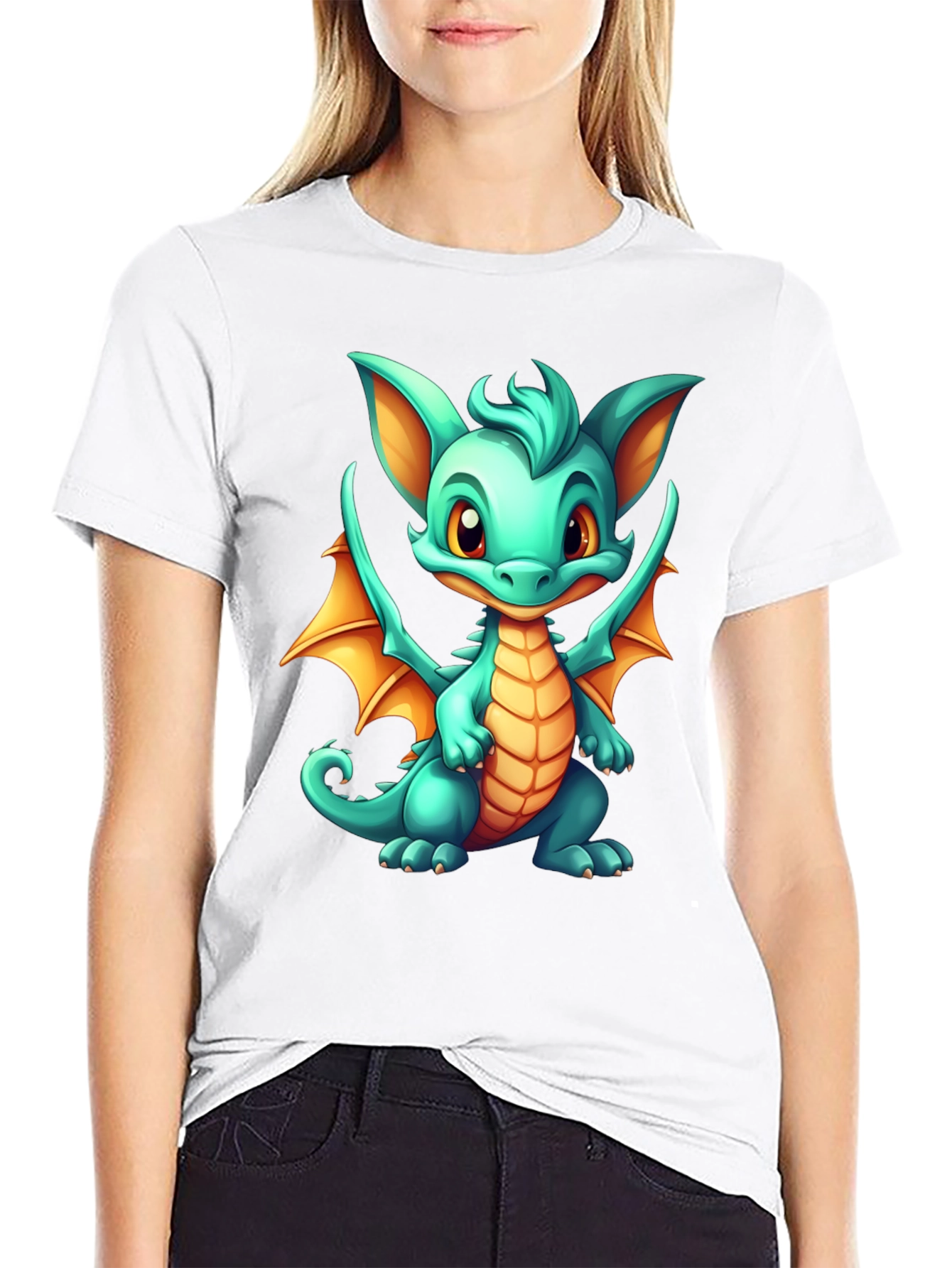 Cute Dragon Graphic Tee - Black Unisex T-Shirt