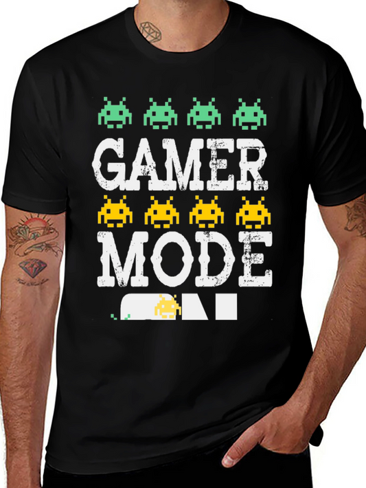 Gamer Mode On Black Graphic Tee - Retro Gaming Style