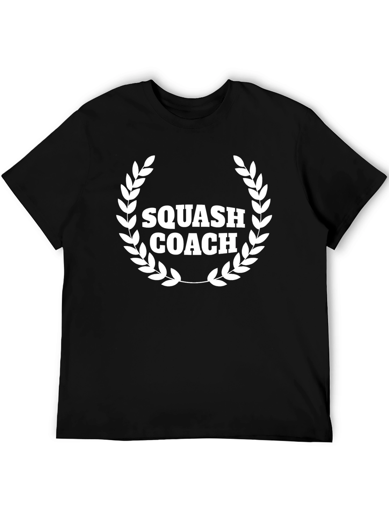 Squash Coach Black T-Shirt with Laurel Wreath Design