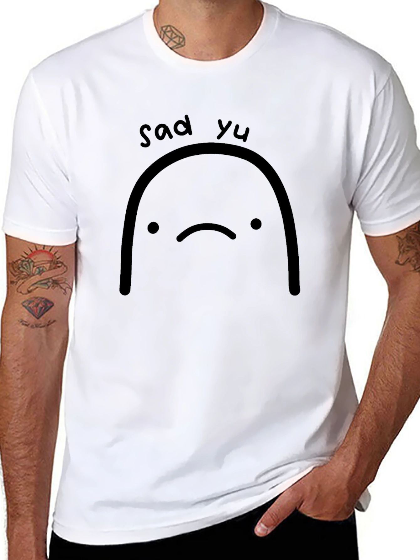 Sad Yu Black T-Shirt Graphic Tee