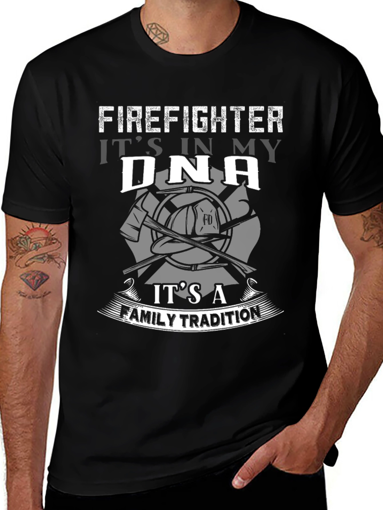 Firefighter DNA Family Tradition Black T-Shirt