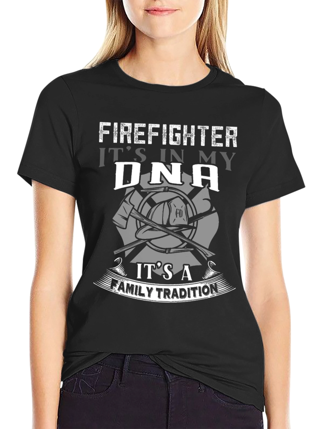 Firefighter DNA Family Tradition Black T-Shirt